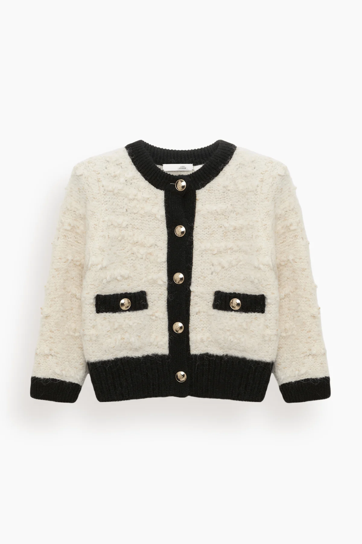 Delightful Sparkle Cardigan in Creme Black Framed