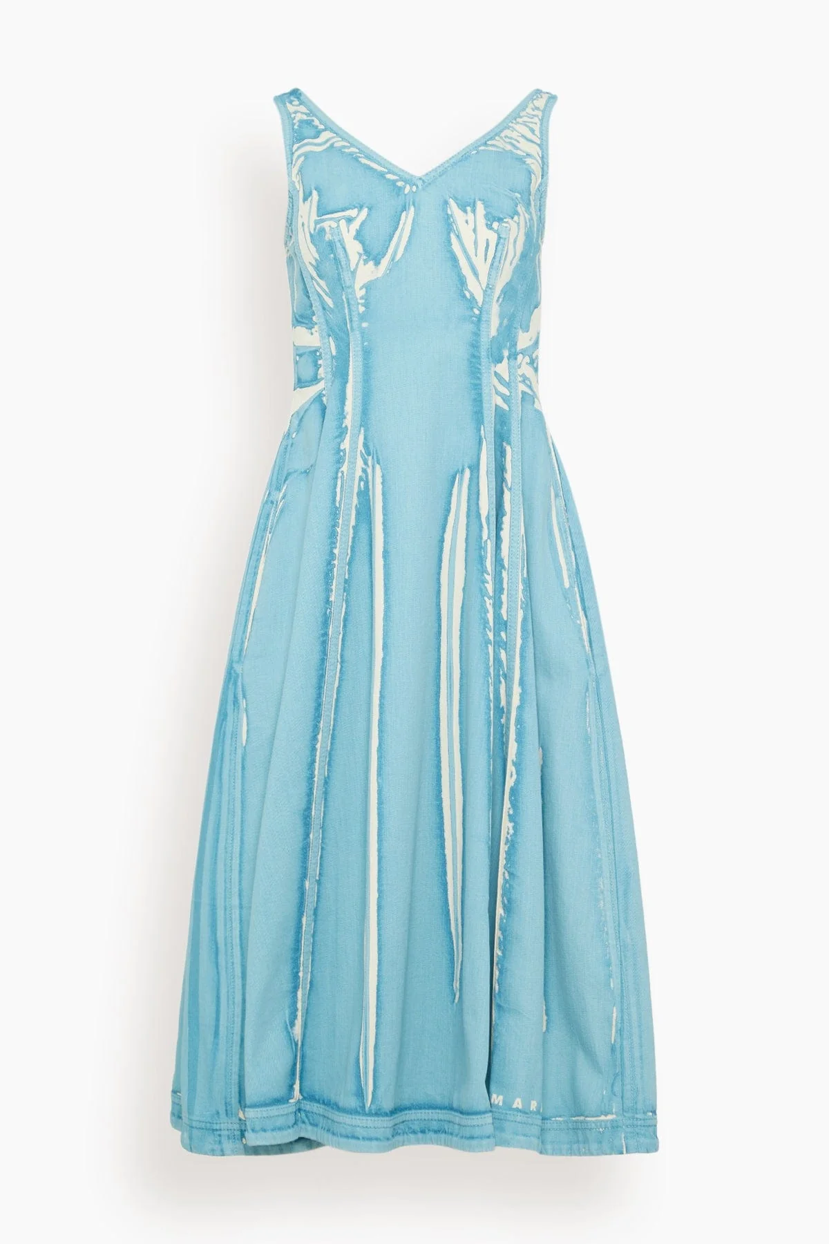 Denim Midi Balloon Dress in Sky