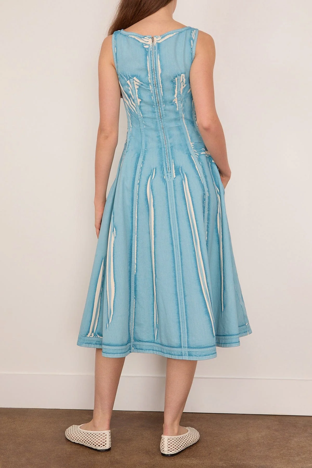 Denim Midi Balloon Dress in Sky - Image 4