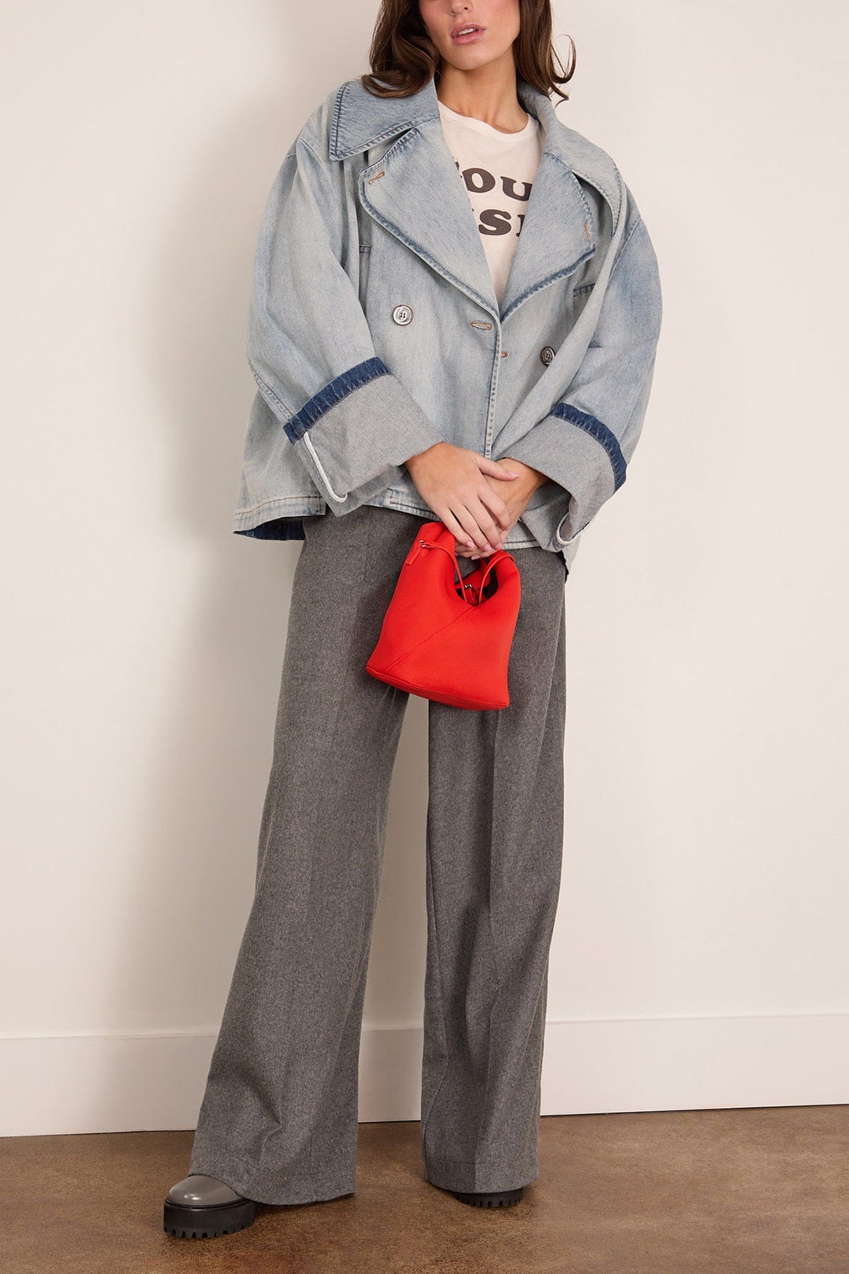 Denim Peacoat in Light Blue - Image 2