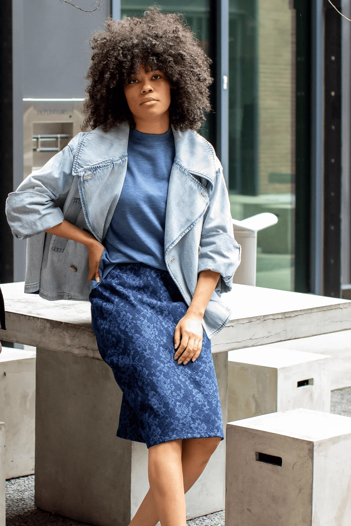 Denim Peacoat in Light Blue - Image 5
