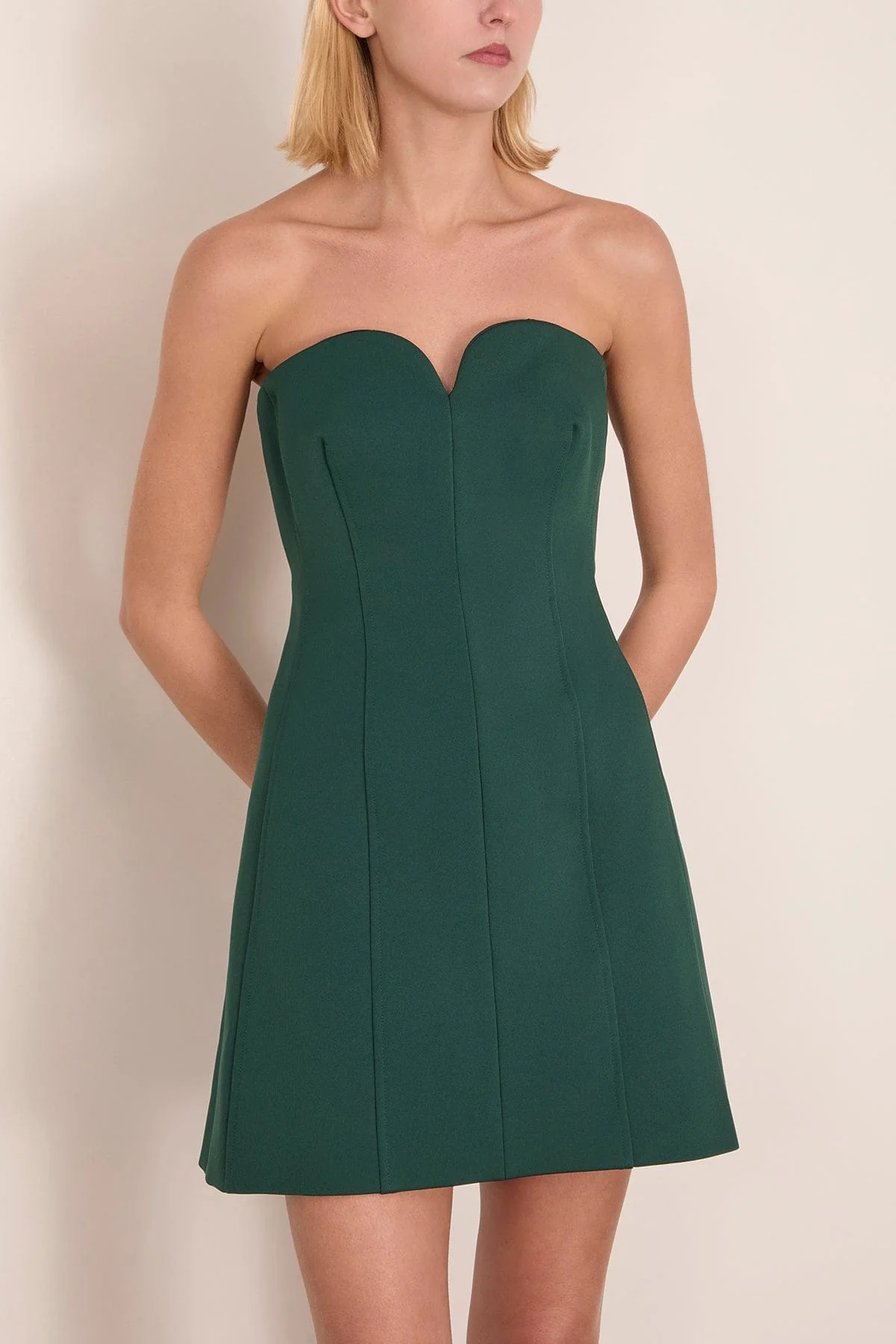 Devin Bustier Mini Dress in Emerald - Image 3