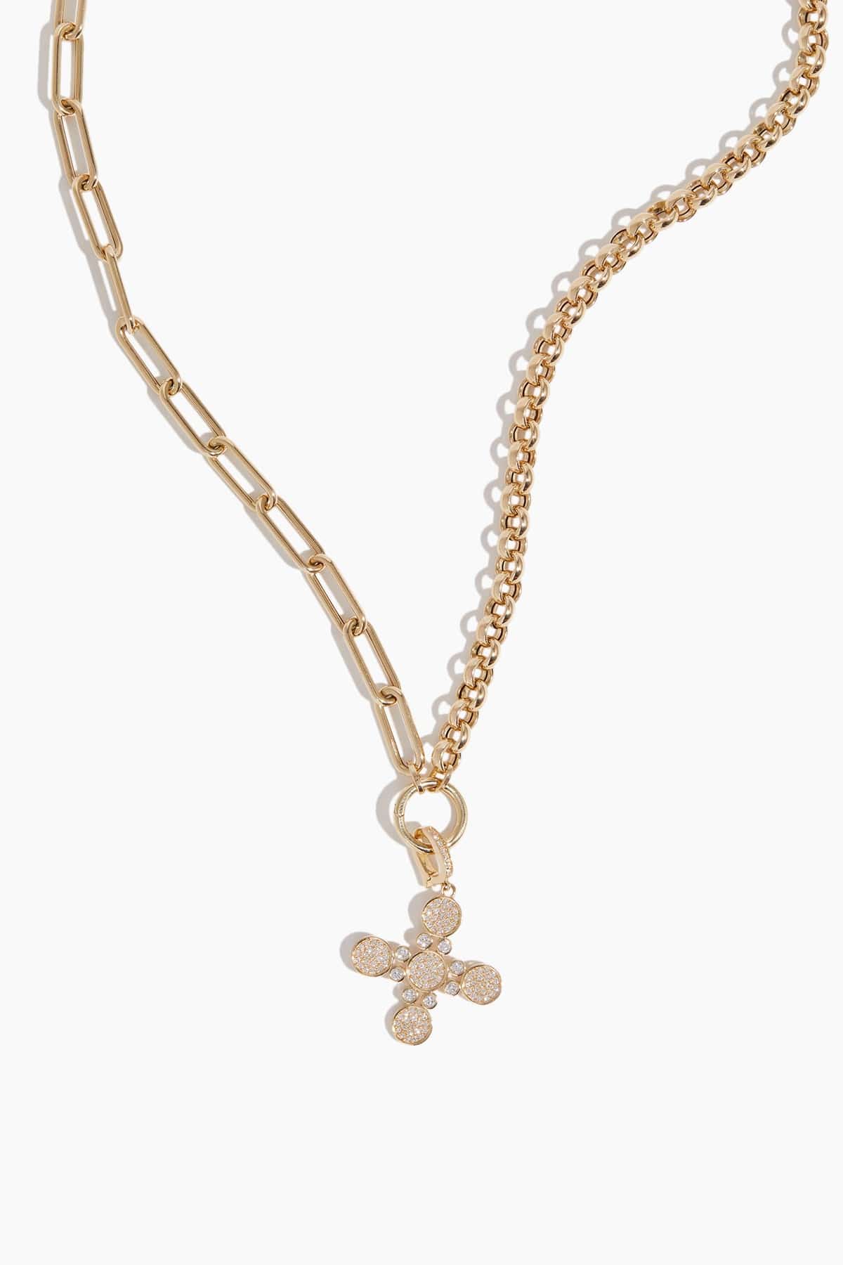 Diamond Arles Cross Pendant with Adjustable Bail in 14k Yellow Gold - Image 3