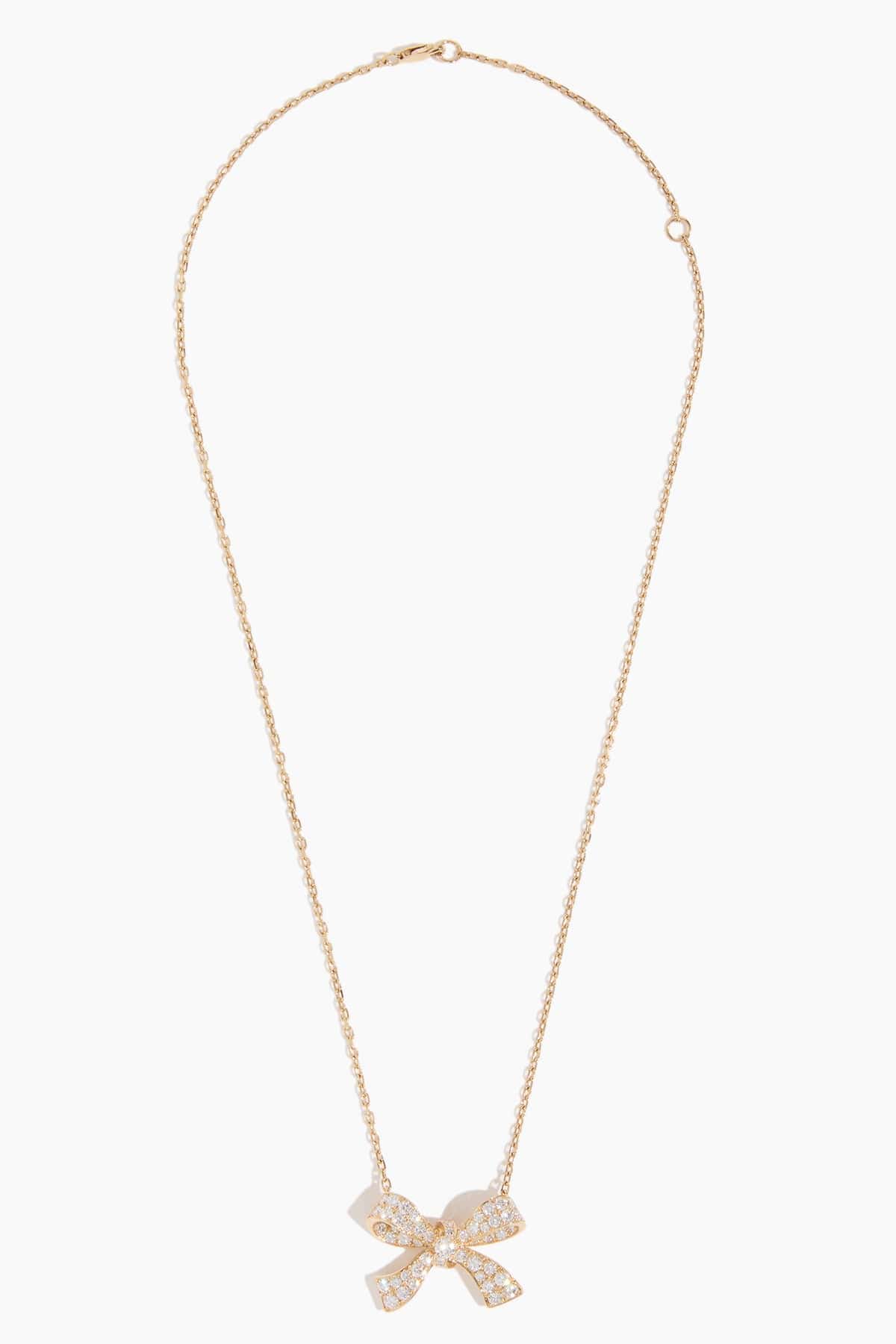 Diamond Bow Necklace in 18k Yellow Gold - Image 3