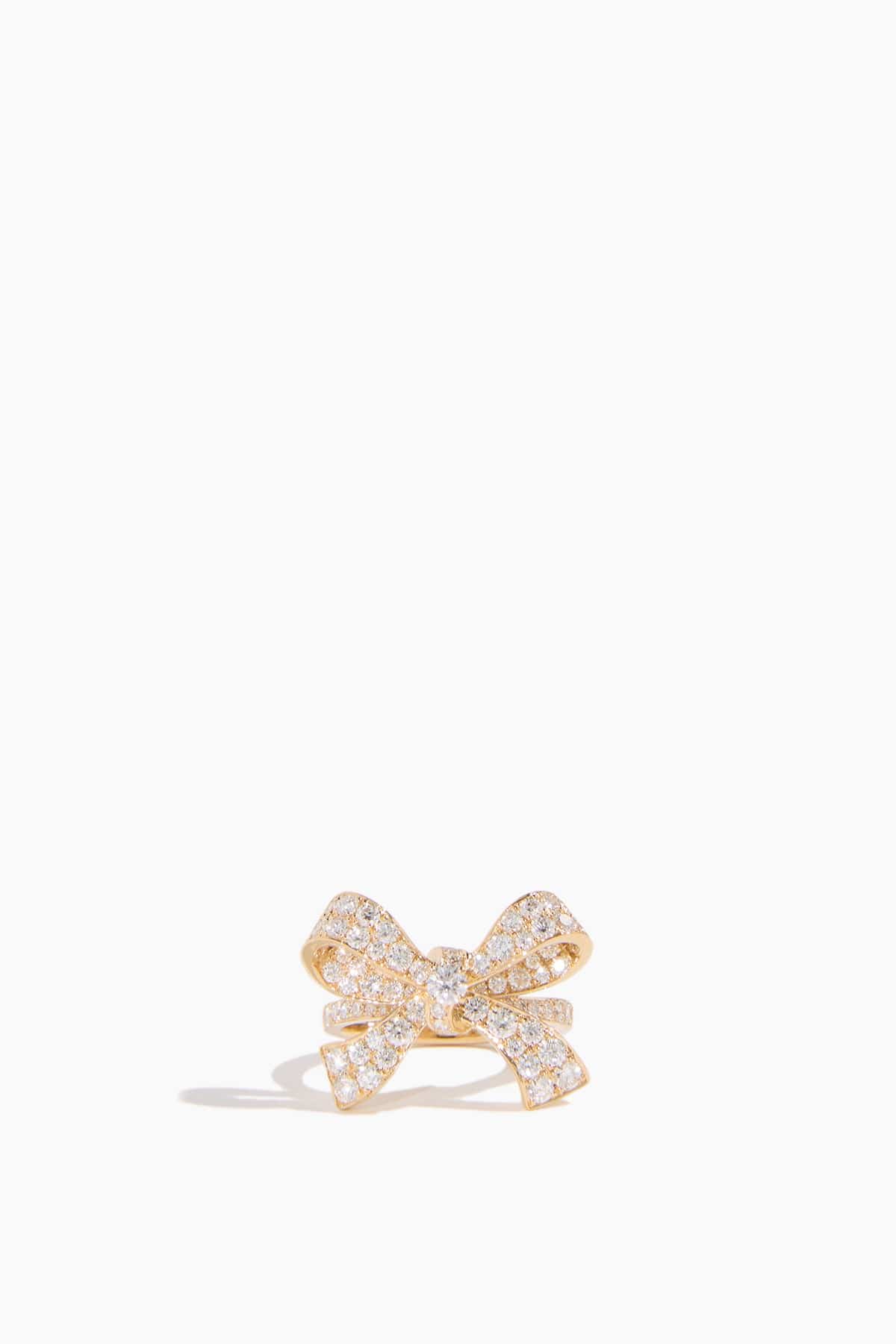 Diamond Bow Ring in 18k Yellow Gold