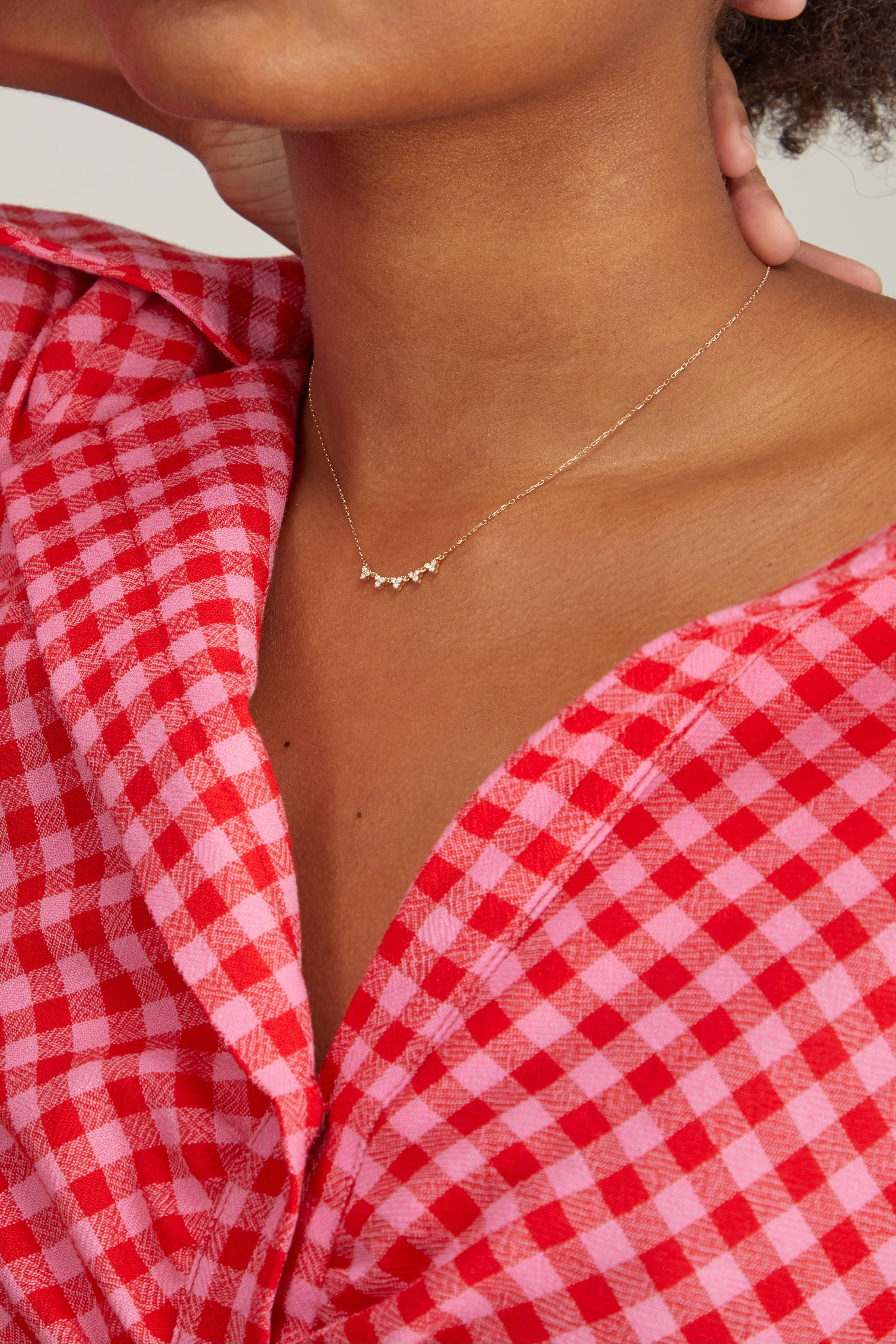 Diamond Cluster Chain Necklace in 14K Yellow Gold - Image 2