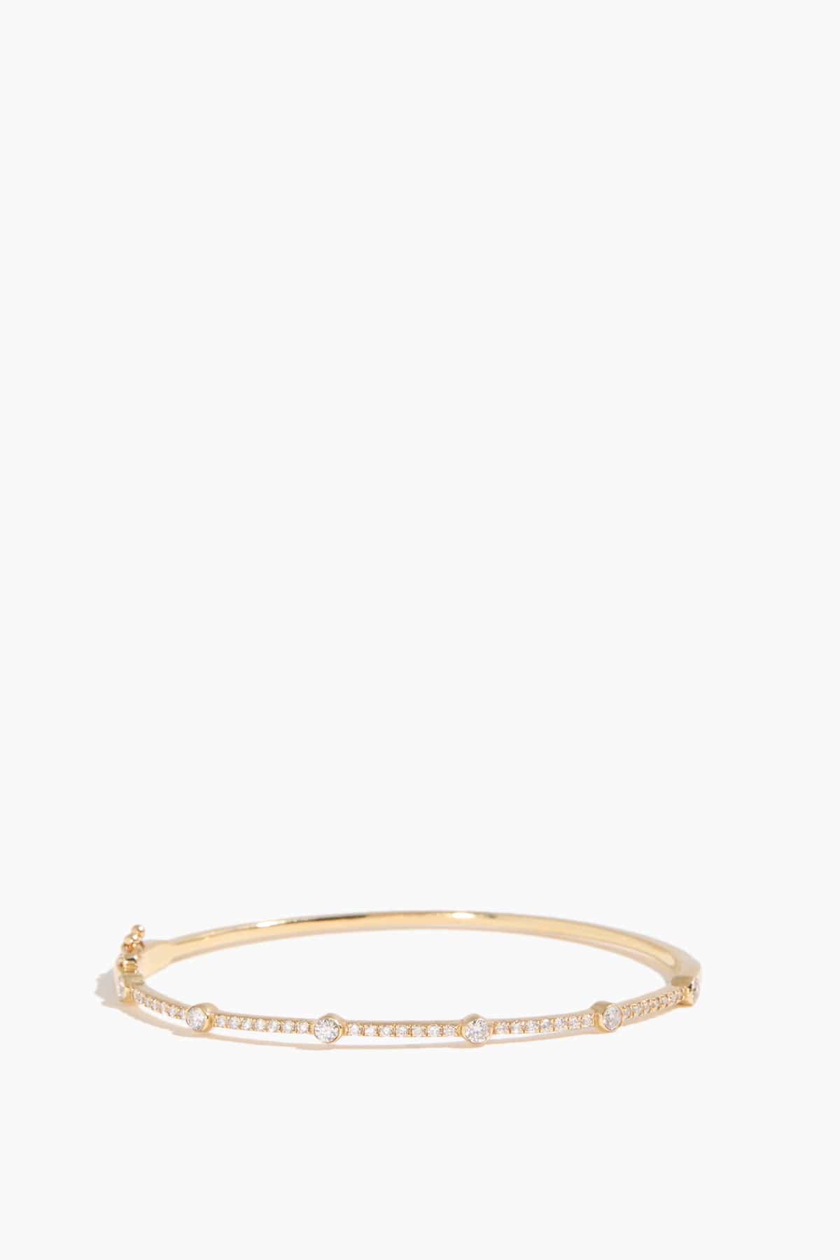 Diamond Station Bangle in 14k Yellow Gold