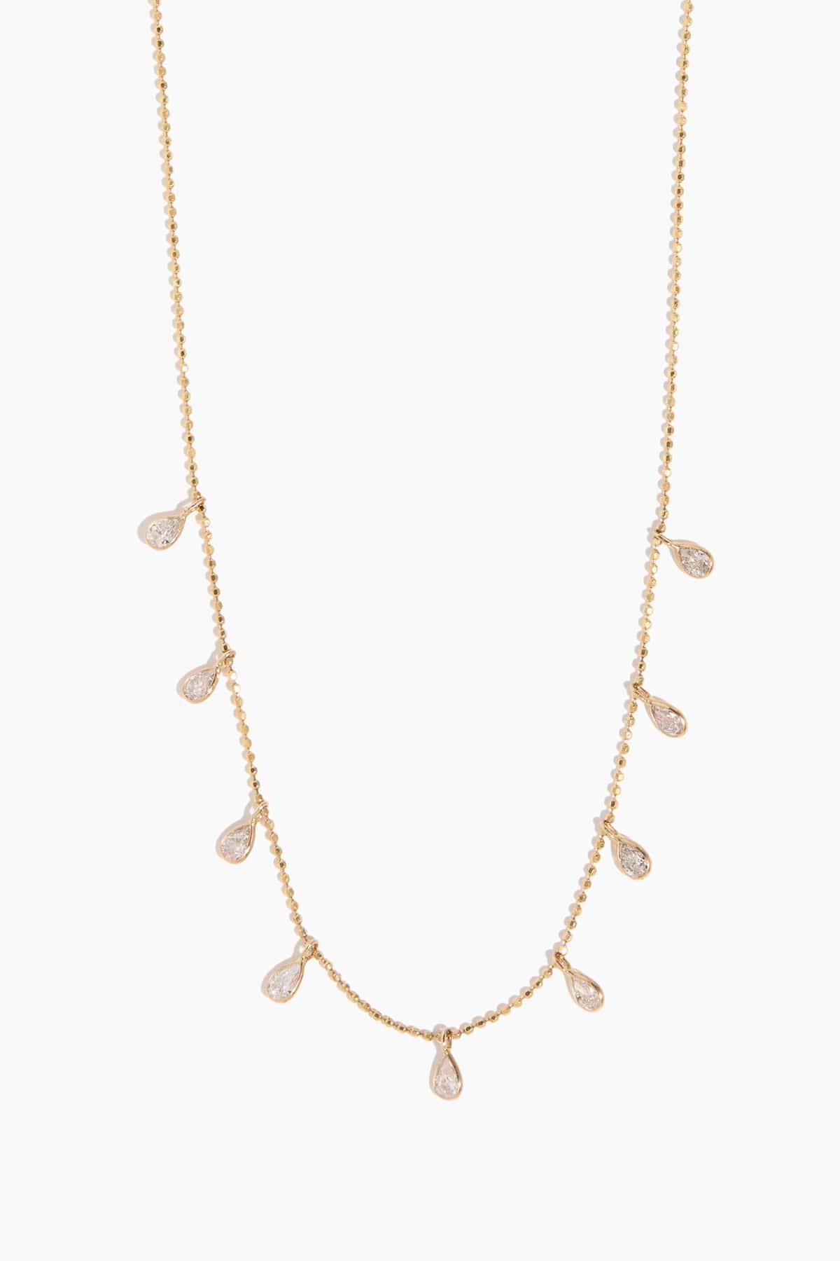 Diamond Teardrop Fringe Necklace in Yellow Gold