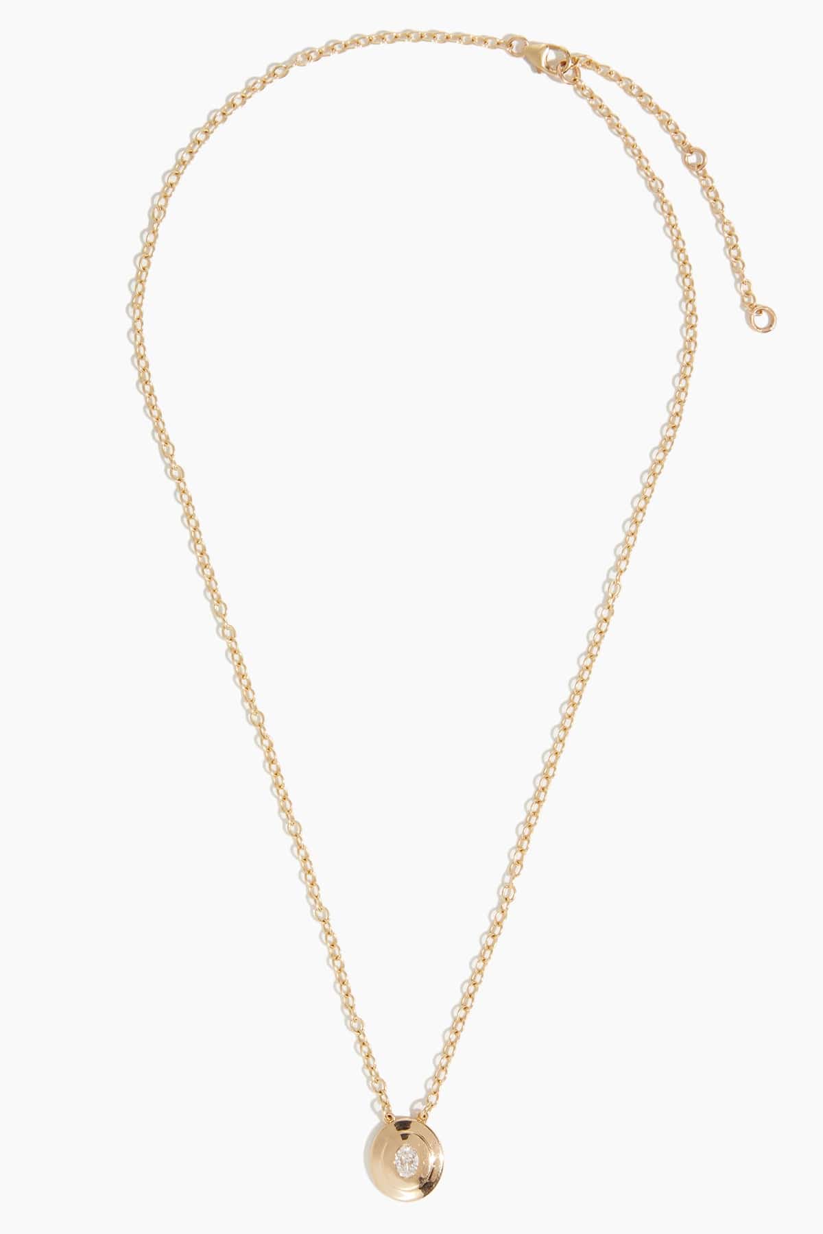 Double Bezel Solitaire Necklace in 14k Yellow Gold - Image 3