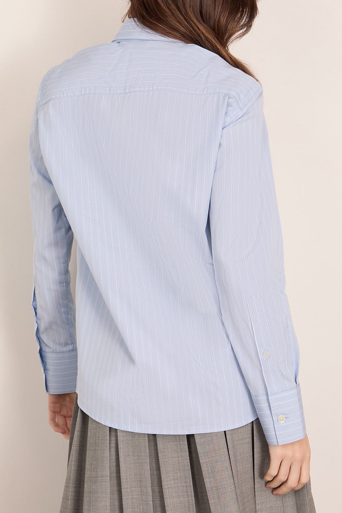 Double Collar Shirt in Blue Stripe - Image 4