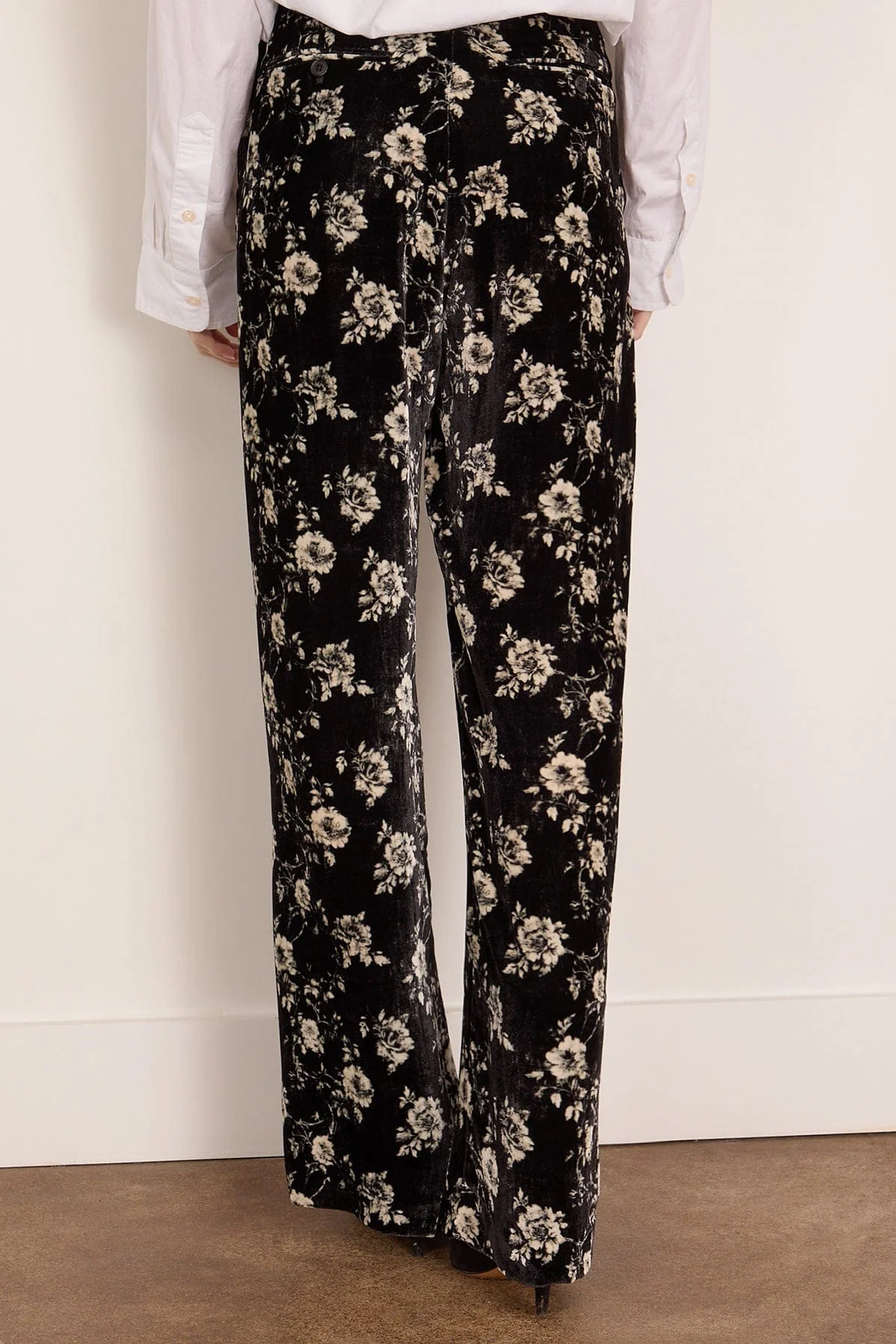 Double Pleat Trouser in Floral on Black - Image 4