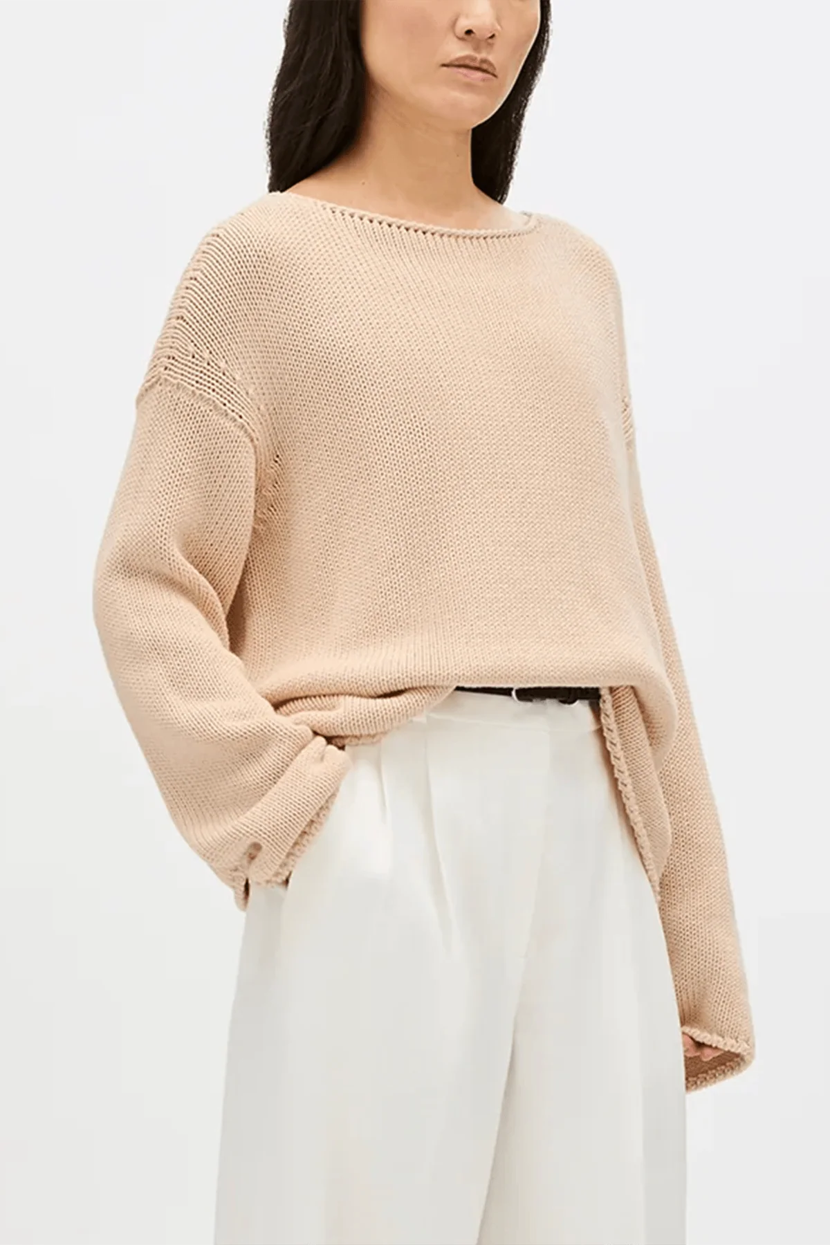 Draped Knit Sweater in Sand - Image 3