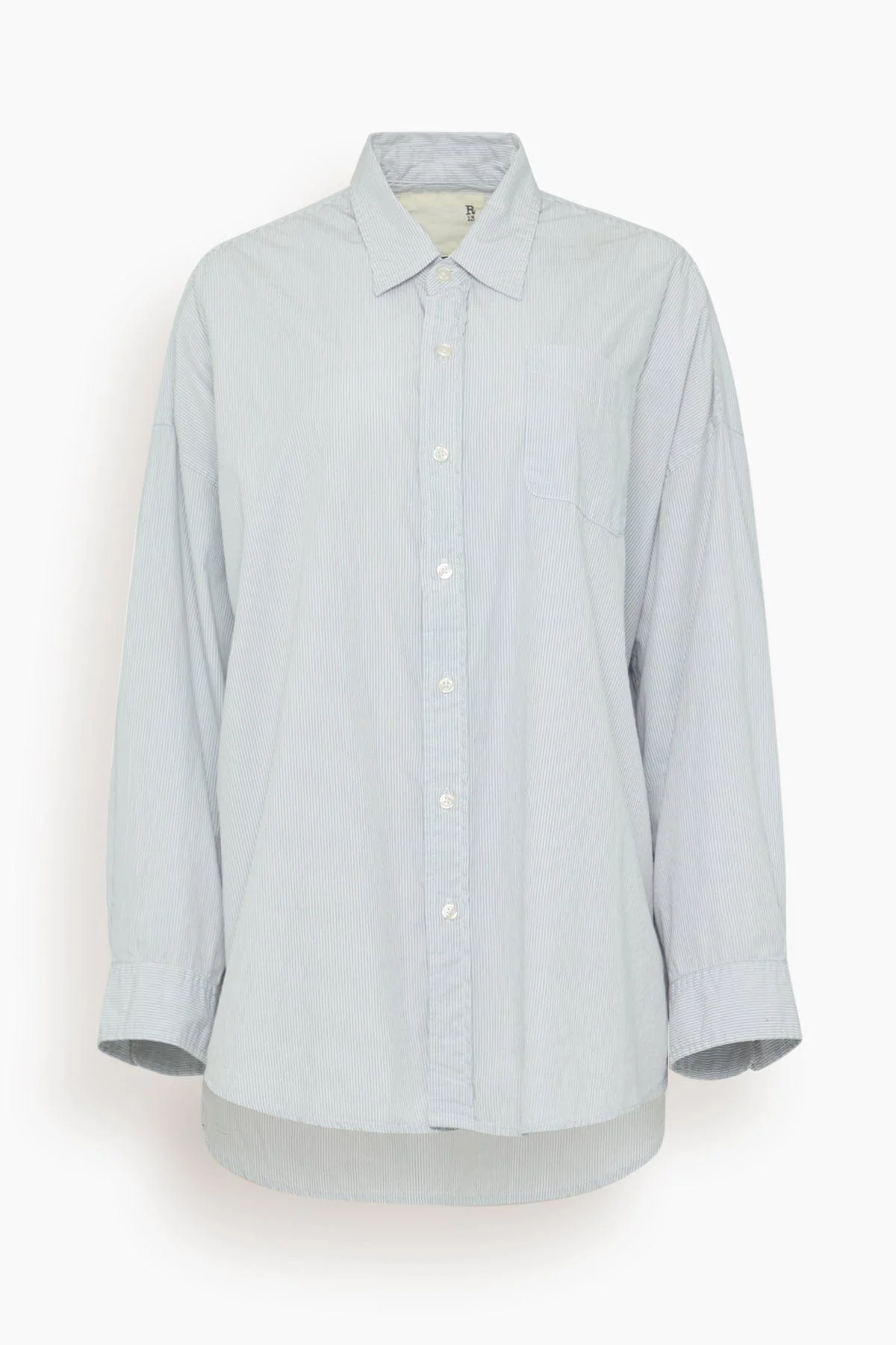 Drop Neck Oxford Shirt in Bluewhite Pinstripe