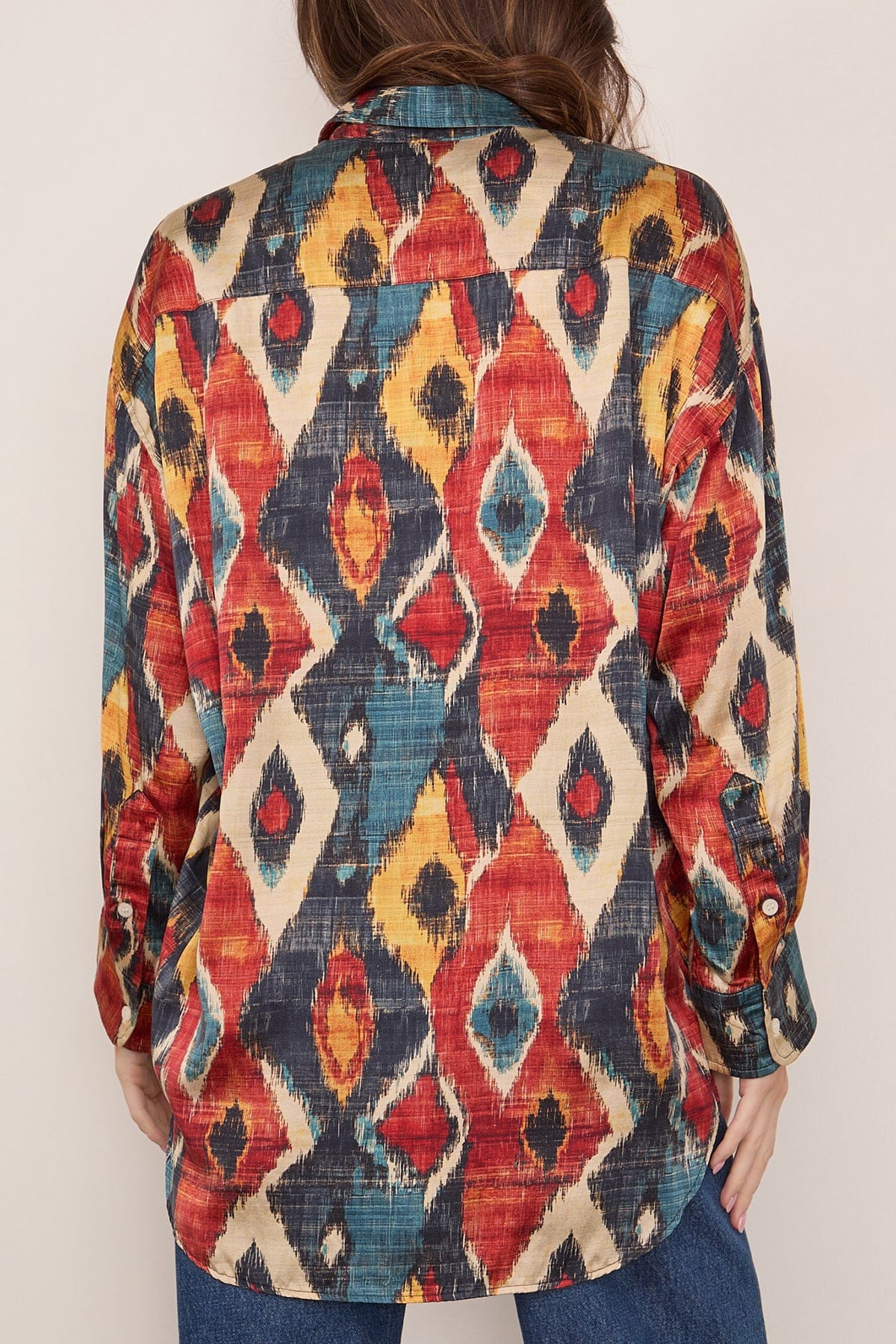 Drop Neck Shirt in Red Multicolor - Image 4