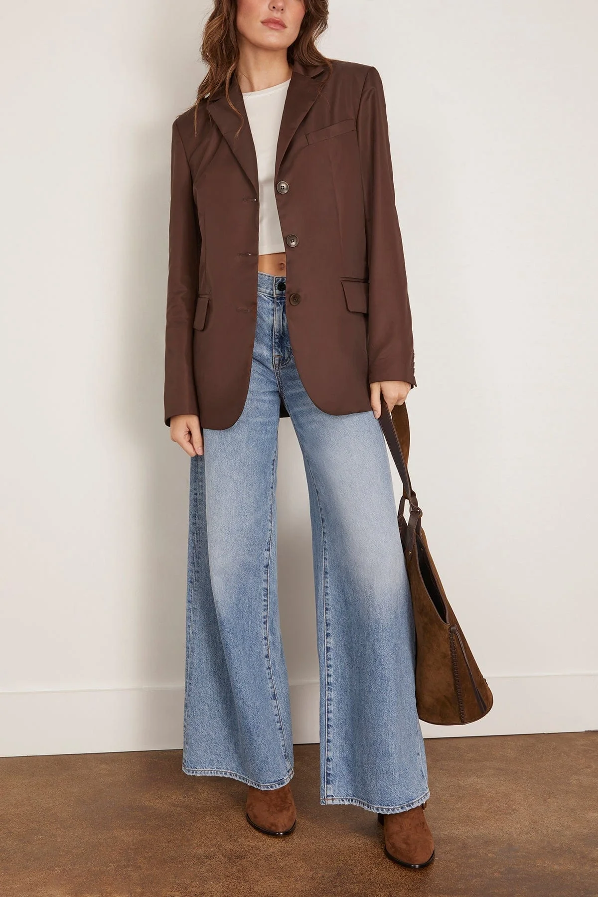 Eco Nylon Max Blazer in Brown - Image 2