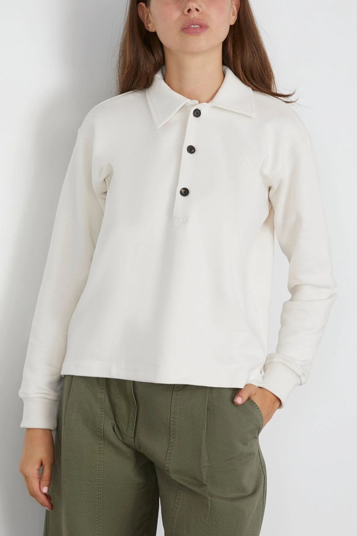 Elliot Polo Pullover in Chalk - Image 3
