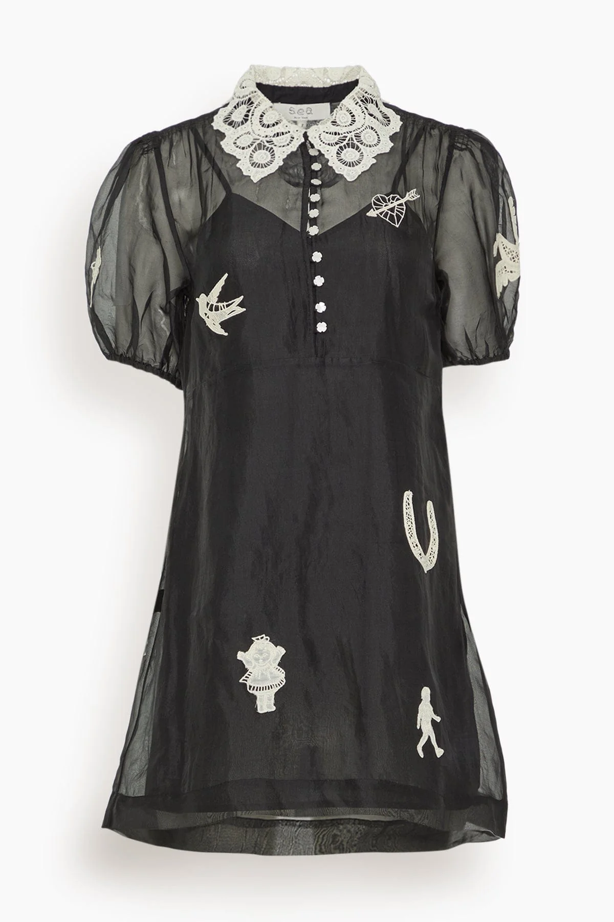 Ellison Solid Puff Sleeve Mini Dress in Black