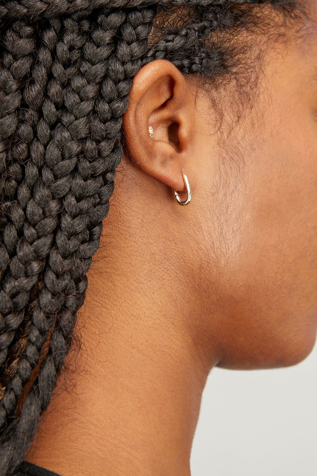 Elongated Oval Huggies in 14k Yellow Gold - Image 2