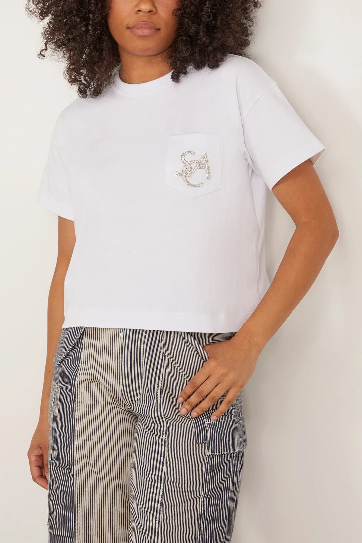 Emblem Cotton Jersey T-Shirt in White - Image 3