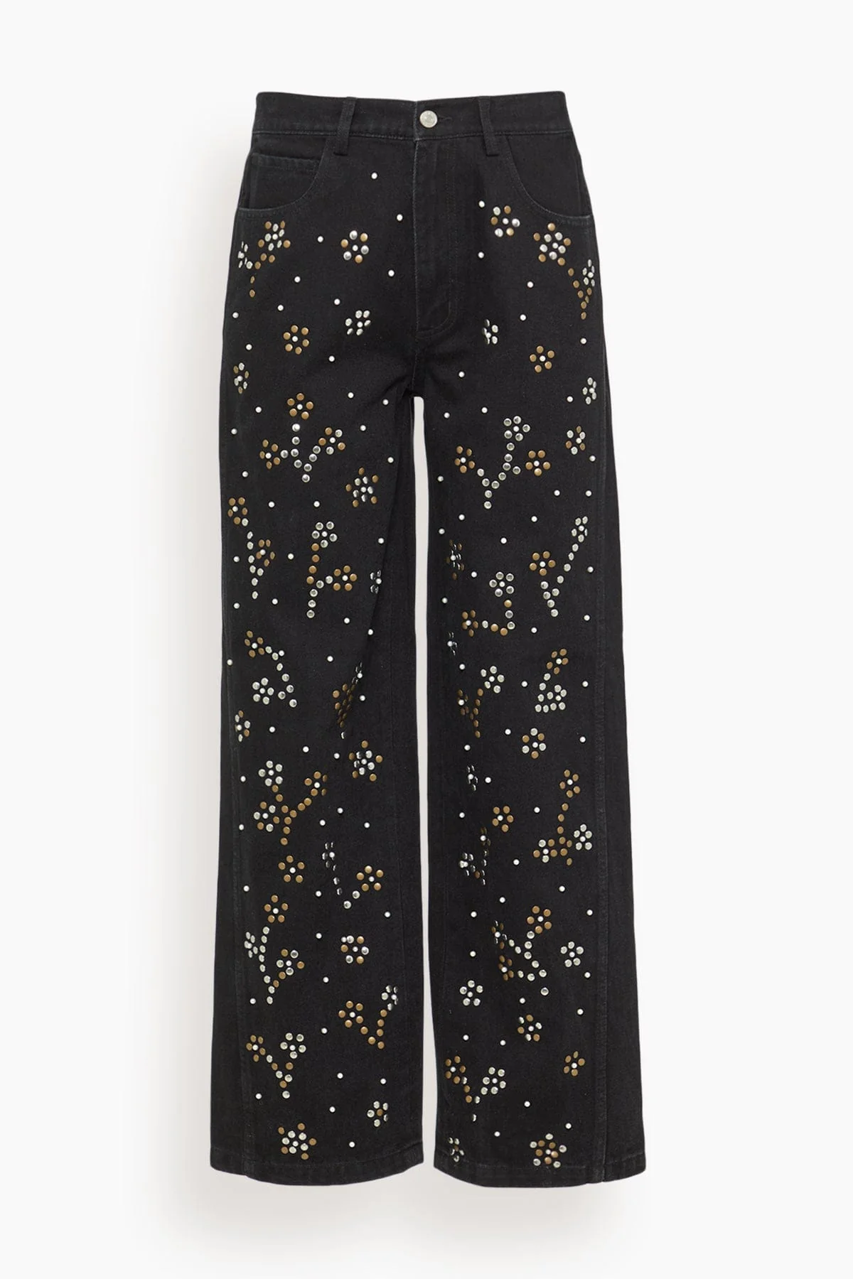 Etta Denim Studded Jeans in Black