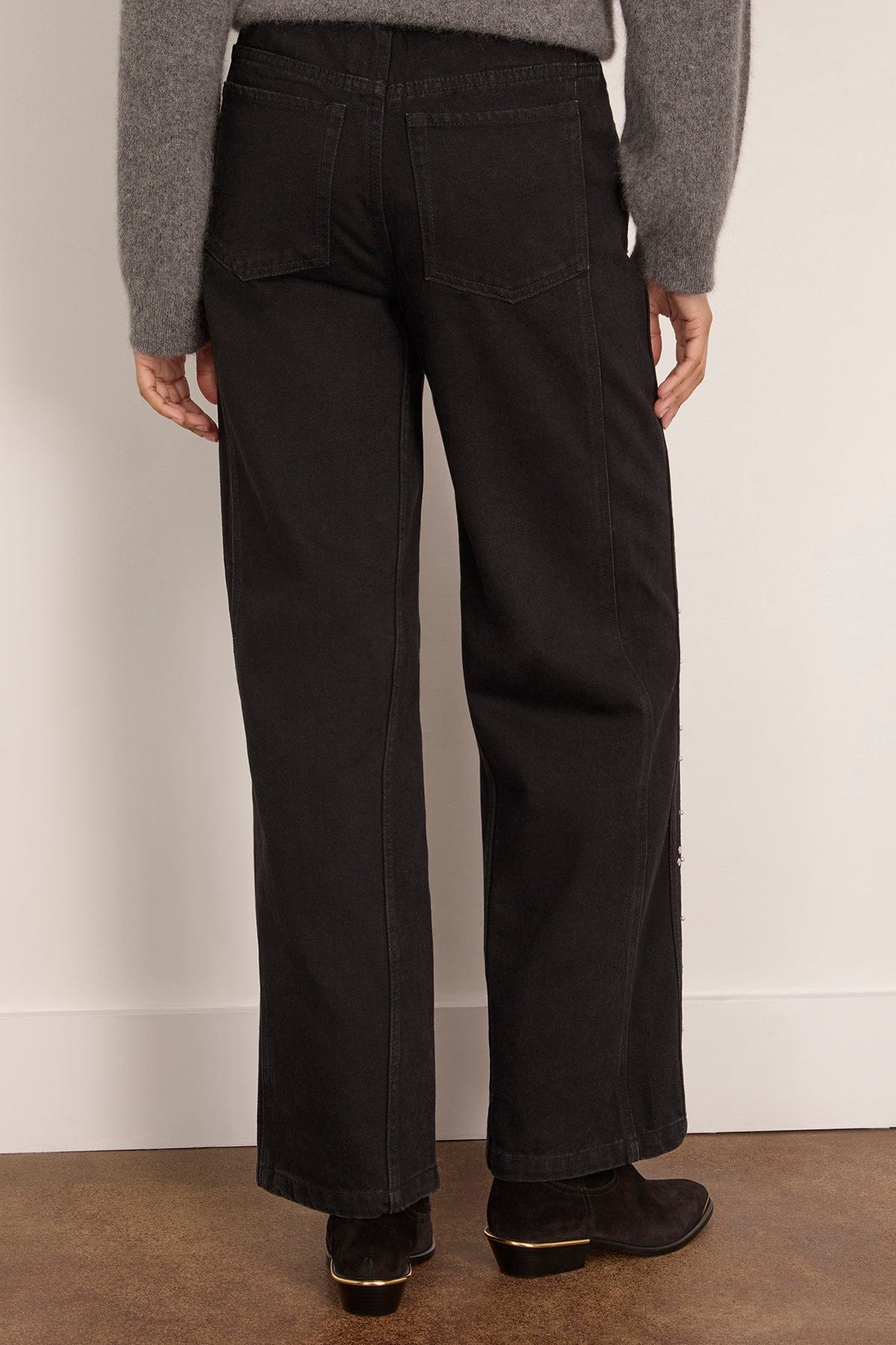 Etta Denim Studded Jeans in Black - Image 4
