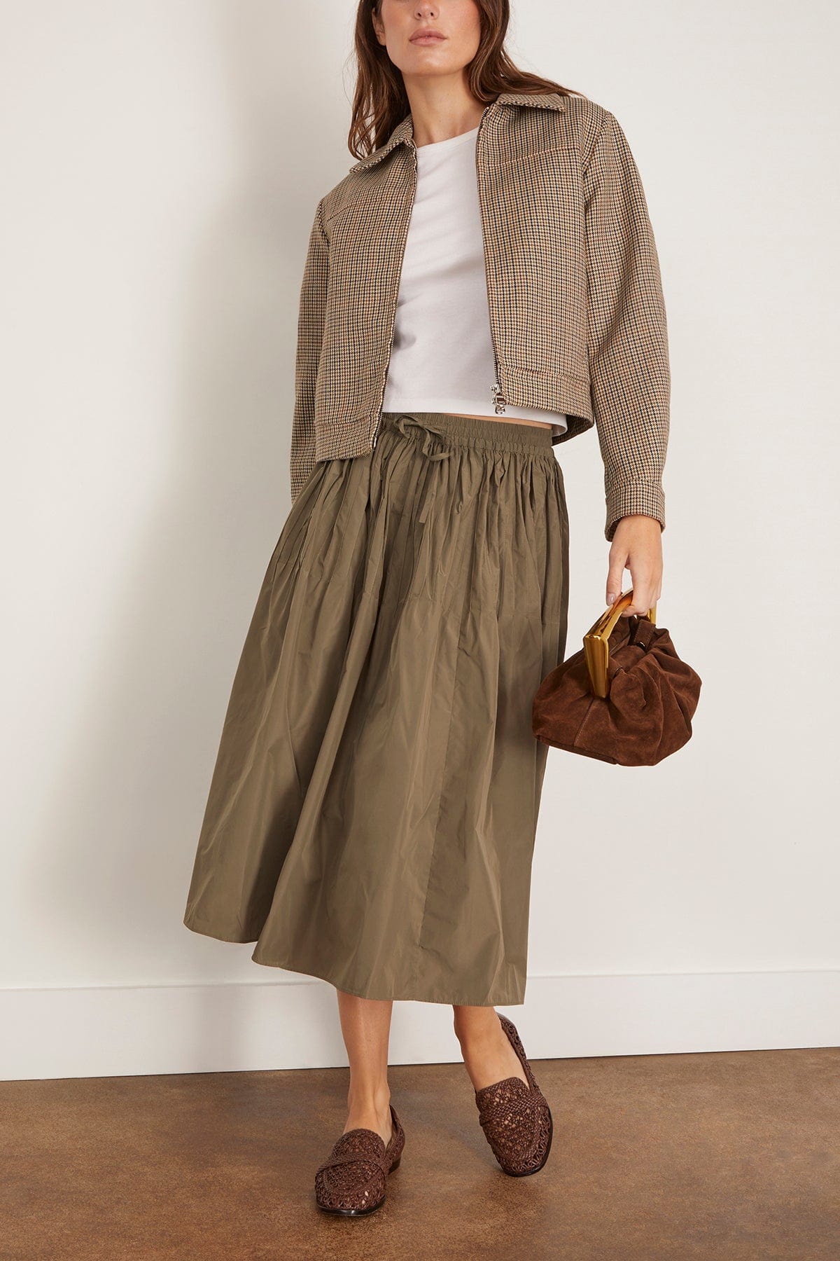 Eva Midi Skirt in Olive - Image 2