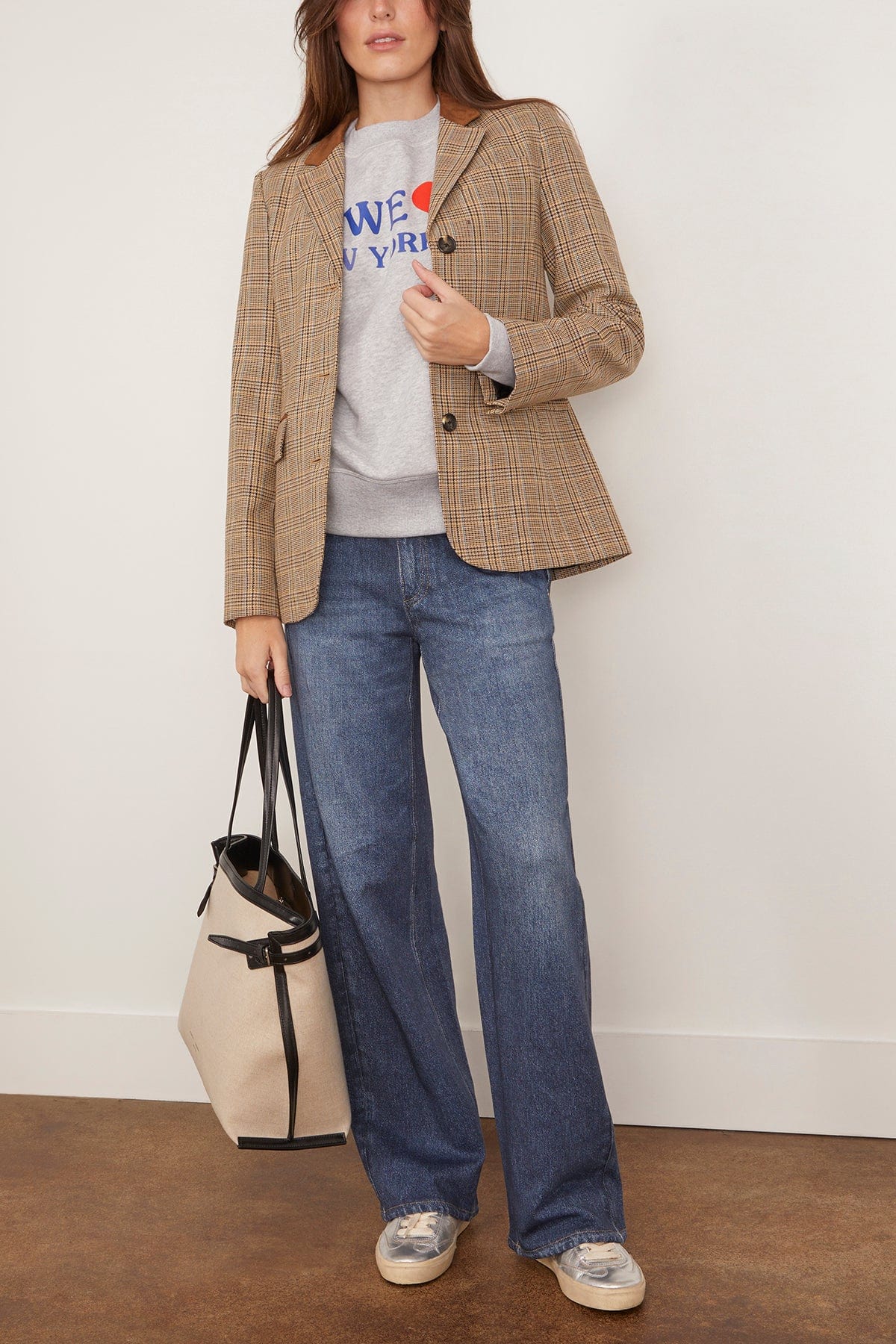 Evia Plaid Blazer in Tan Multi - Image 2