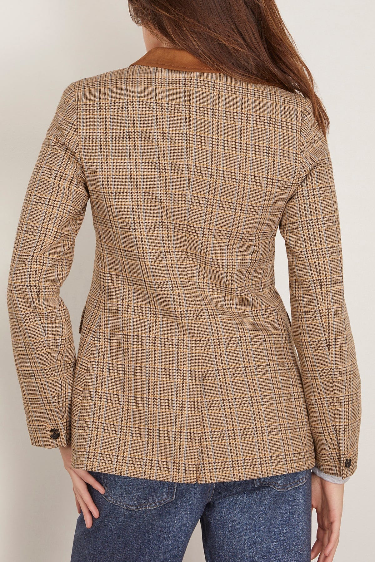 Evia Plaid Blazer in Tan Multi - Image 4