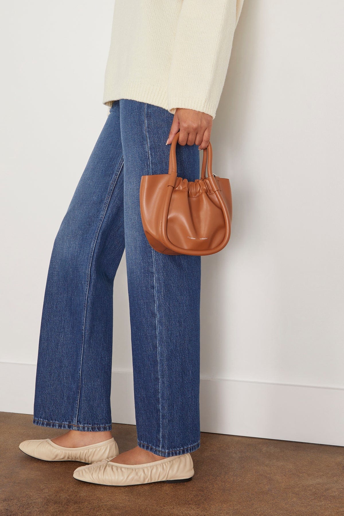 Extra Small Ruched Tote in Cognac - Image 2