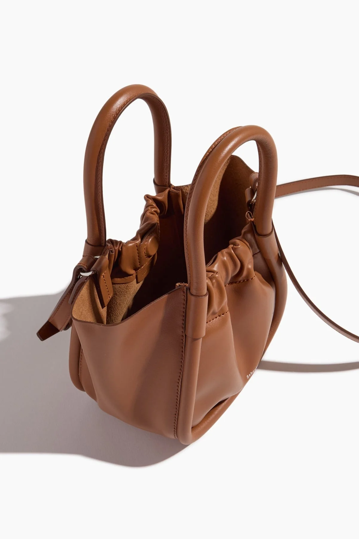 Extra Small Ruched Tote in Cognac - Image 5