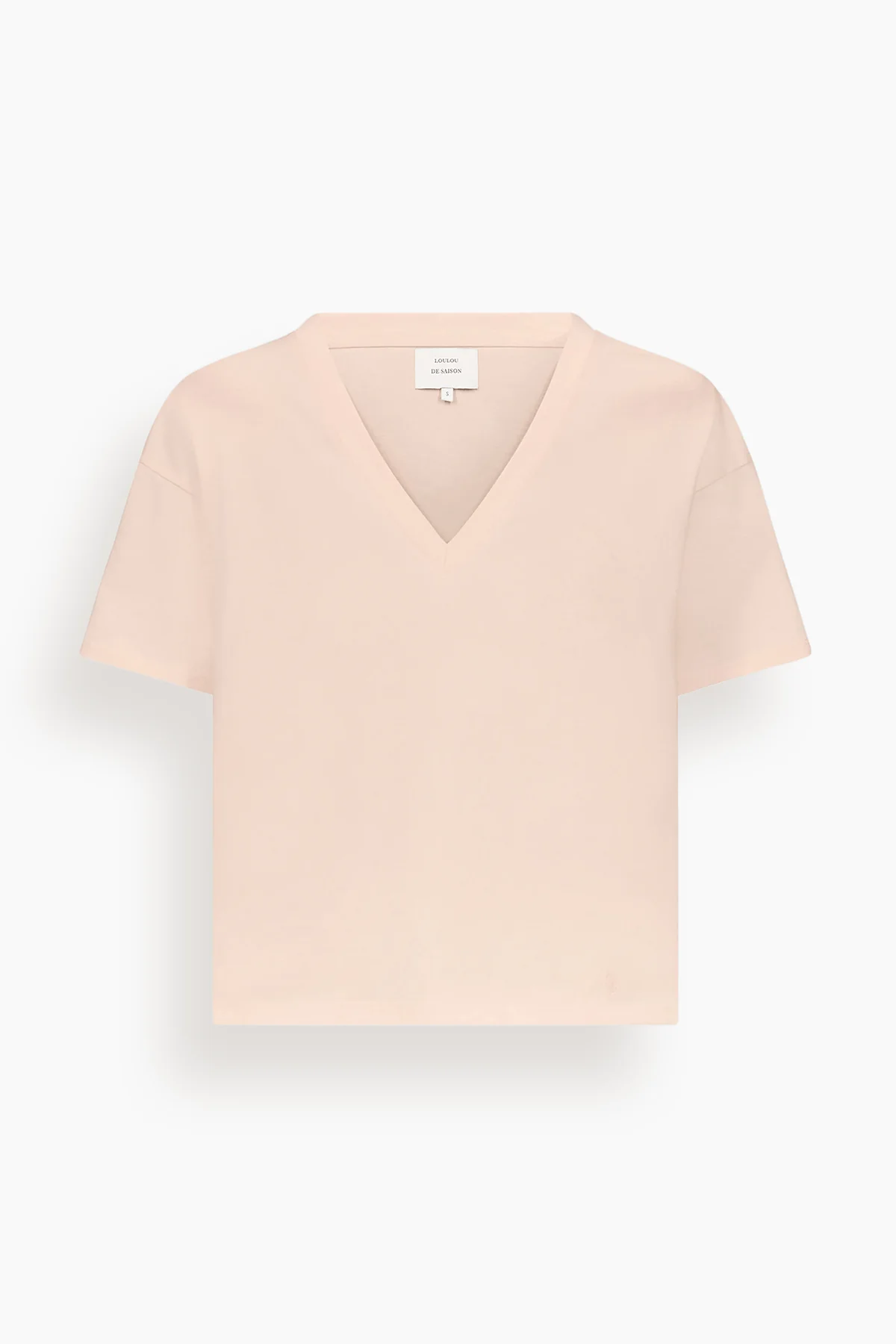 Faaa V Neck T-Shirt in Cream Rose