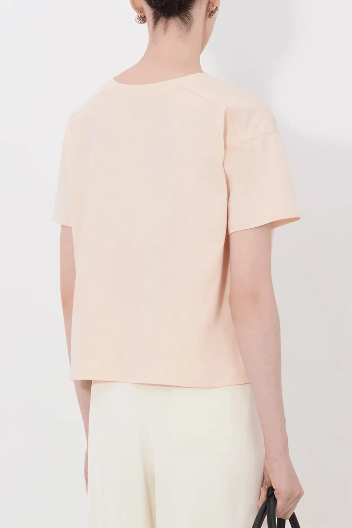 Faaa V Neck T-Shirt in Cream Rose - Image 4