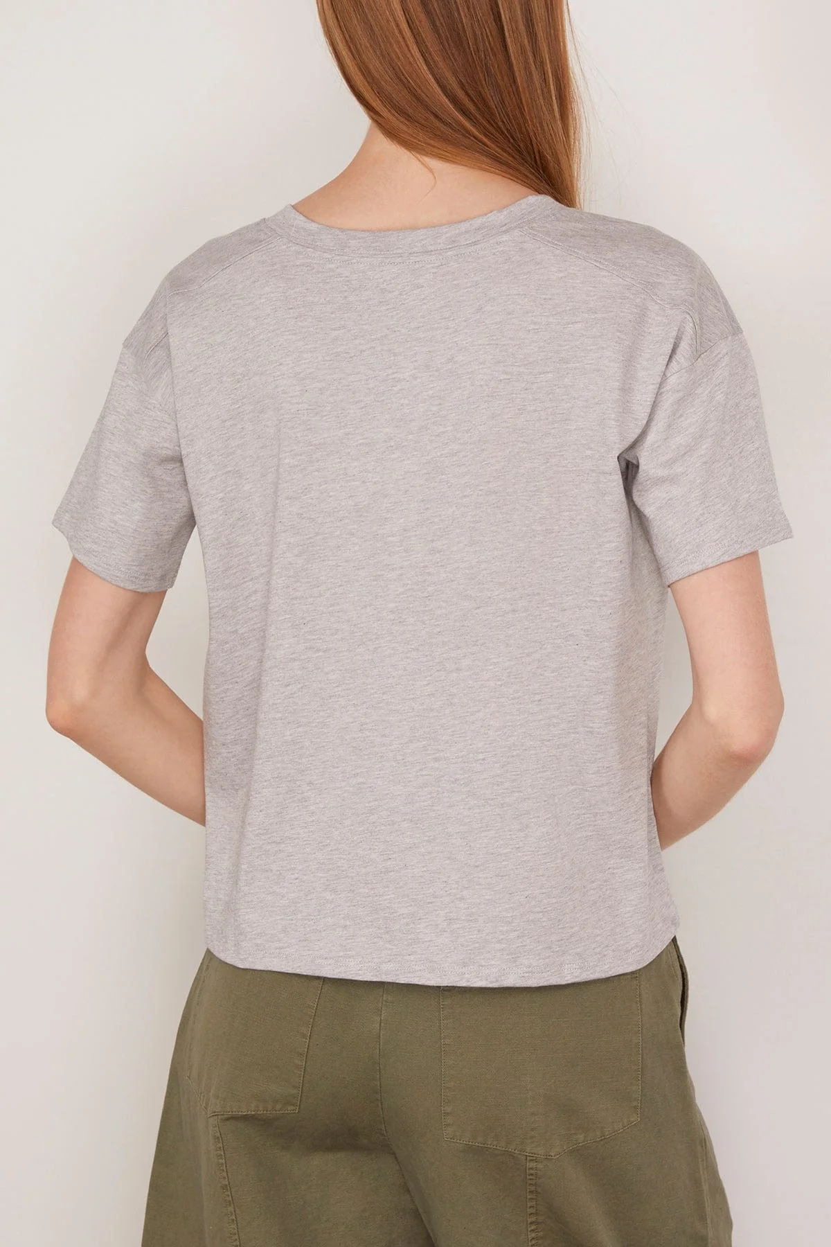 Faaa V-Neck T-Shirt in Grey Melange - Image 4
