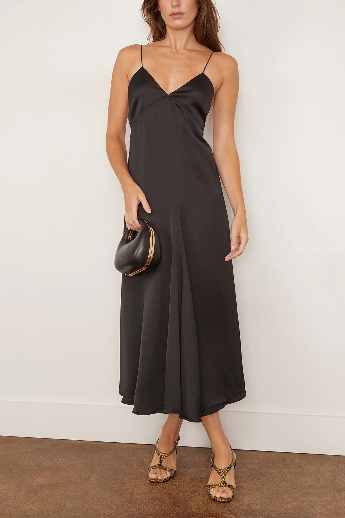Fallon Open Back Slip Dress in Black - Image 2