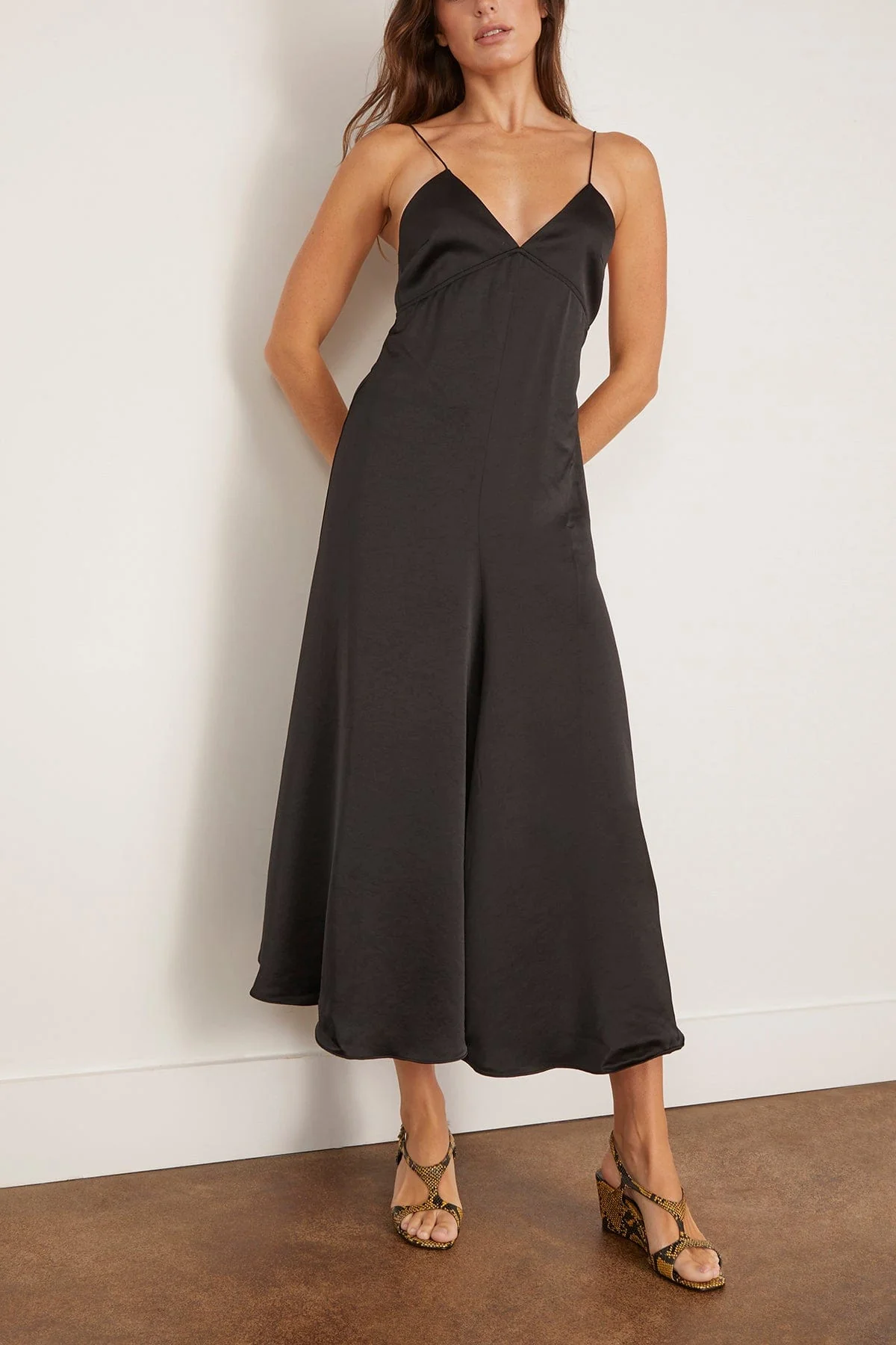 Fallon Open Back Slip Dress in Black - Image 3