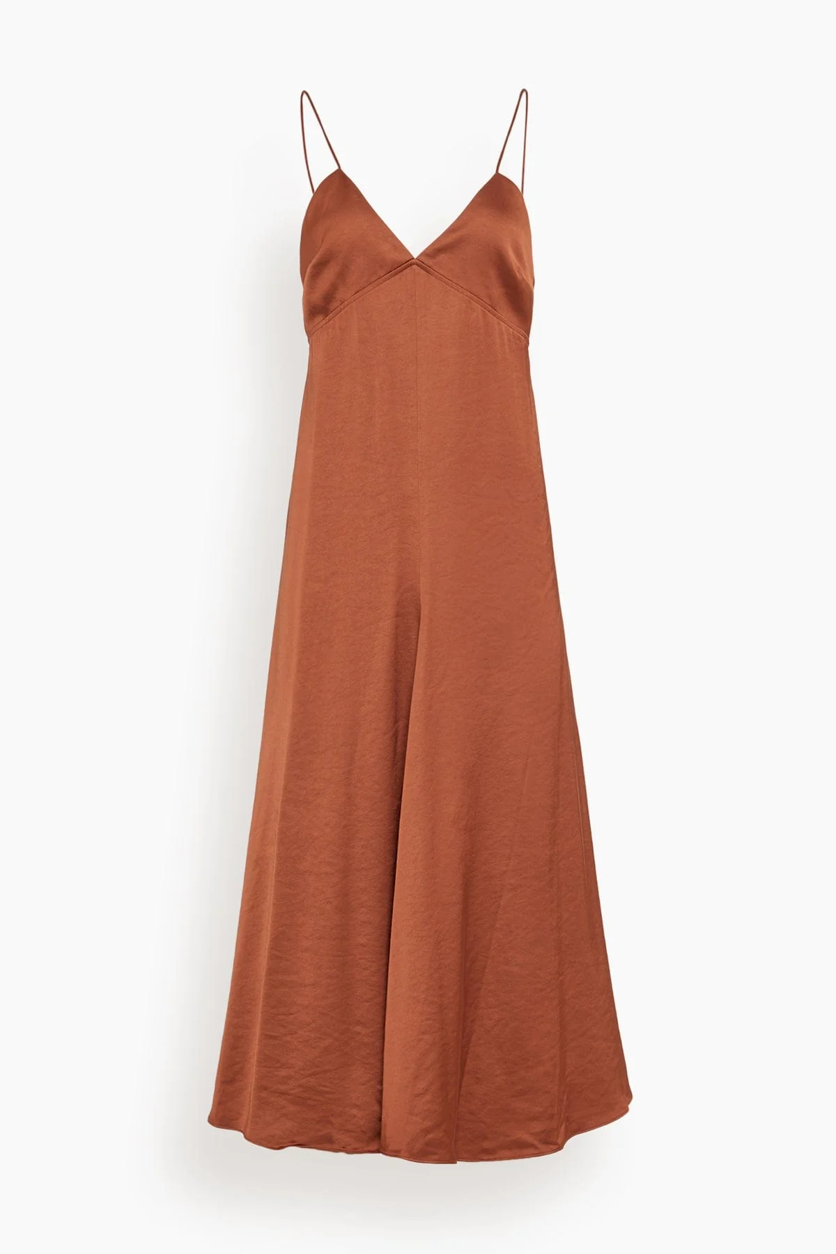 Fallon Open Back Slip Dress in Rust