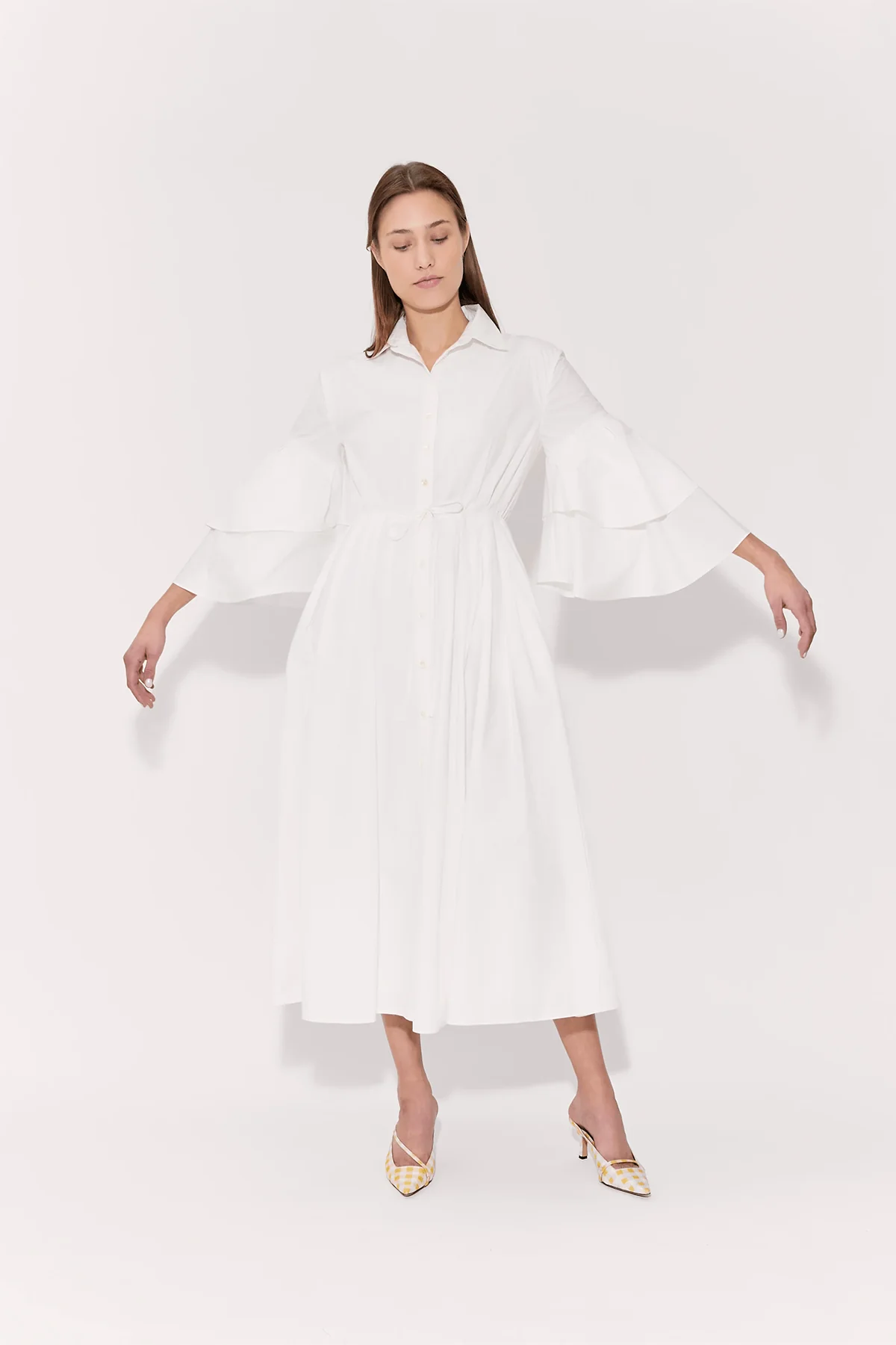 Fiesta Shirt Dress in White - Image 5