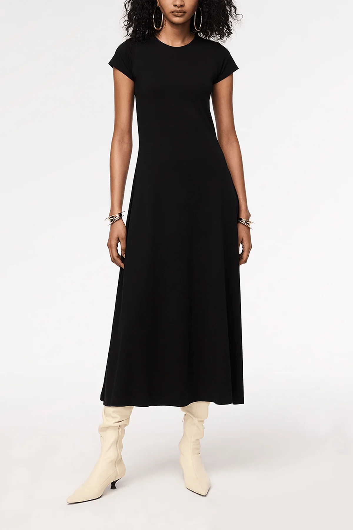 Fitted Tee Dress in Black - Image 2