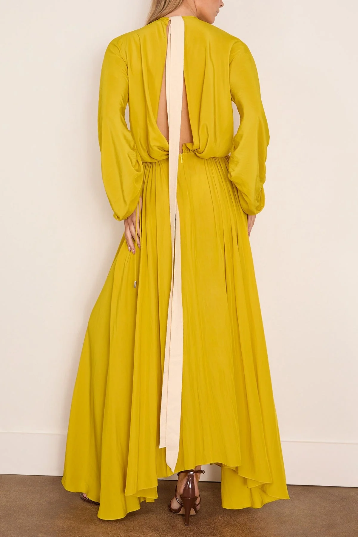 Fitted Waist Midi Dress in Chamomile - Image 4