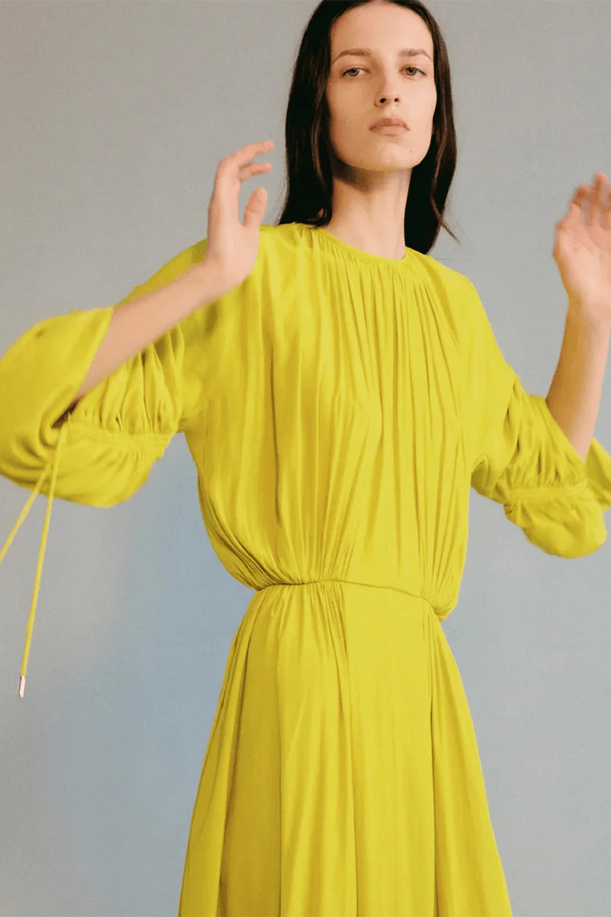Fitted Waist Midi Dress in Chamomile - Image 5