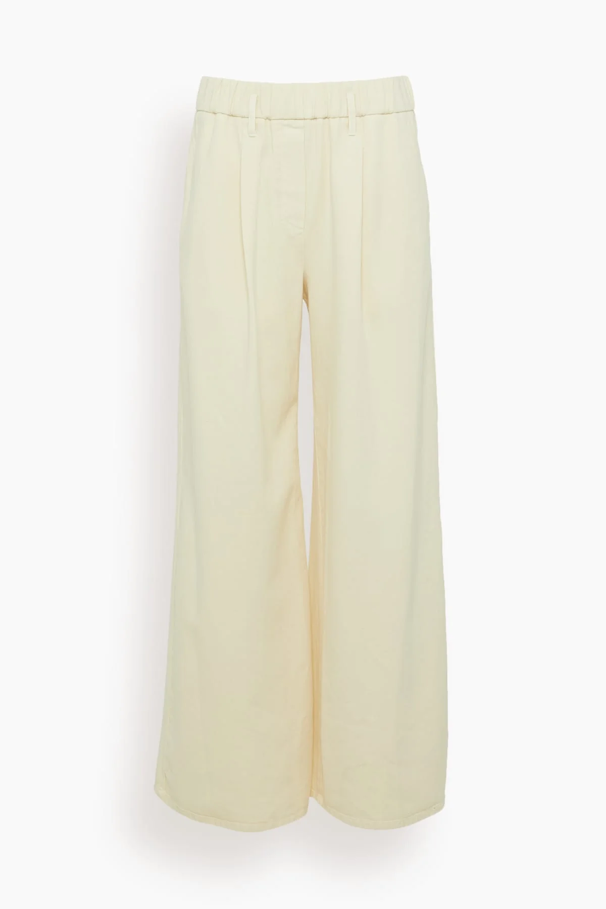 Fluid Cotton Twill Elasticated Loose Pants in Beurre