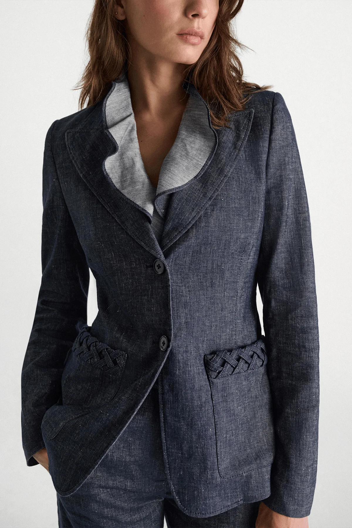 Fluid Denim Jacket in Denim Blue - Image 3