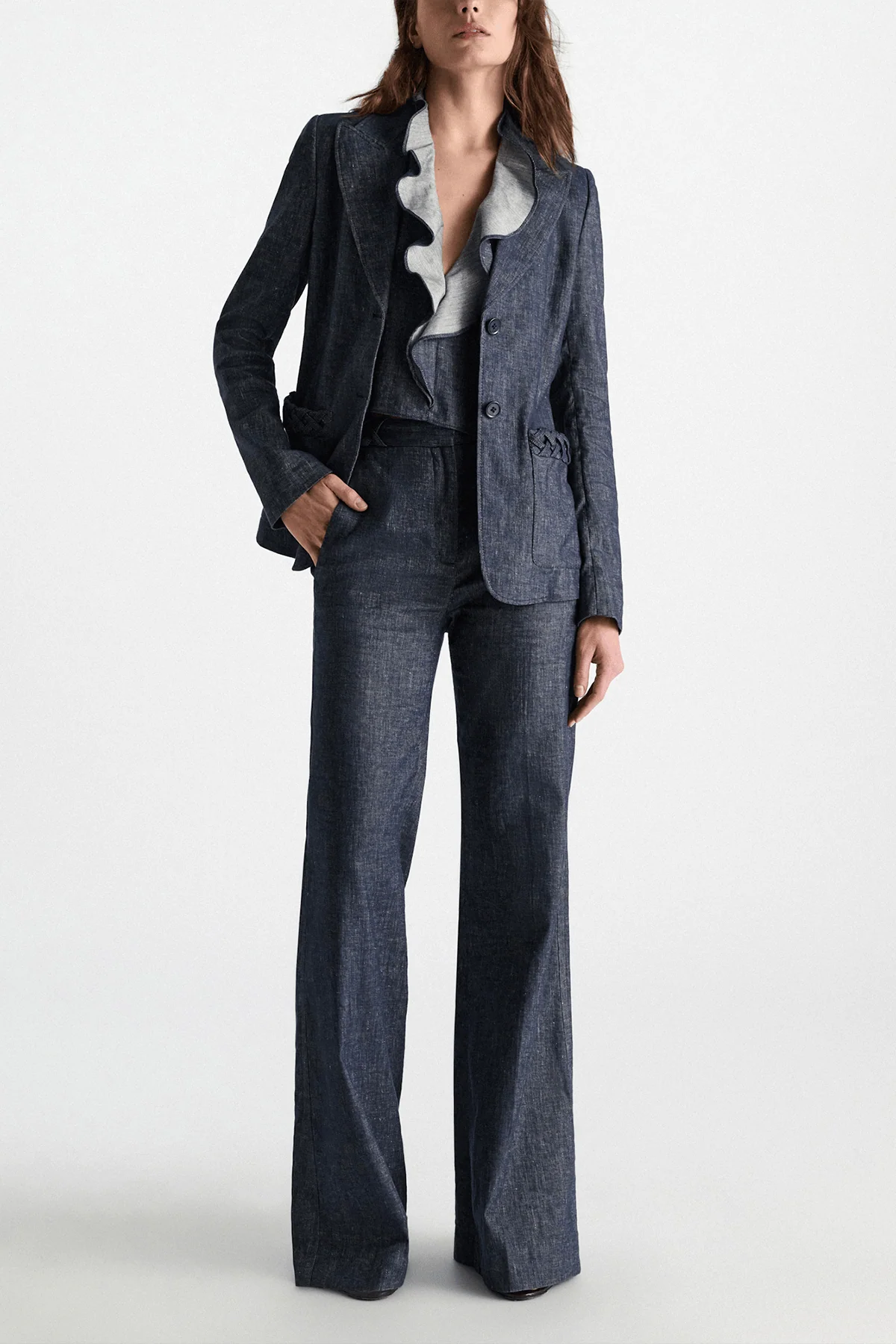 Fluid Denim Pants in Denim Blue - Image 2