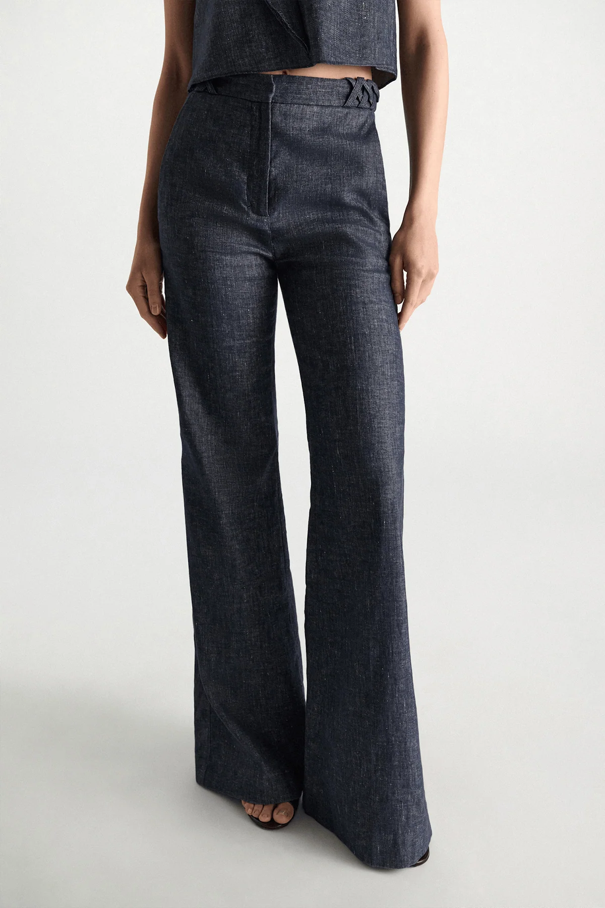 Fluid Denim Pants in Denim Blue - Image 3