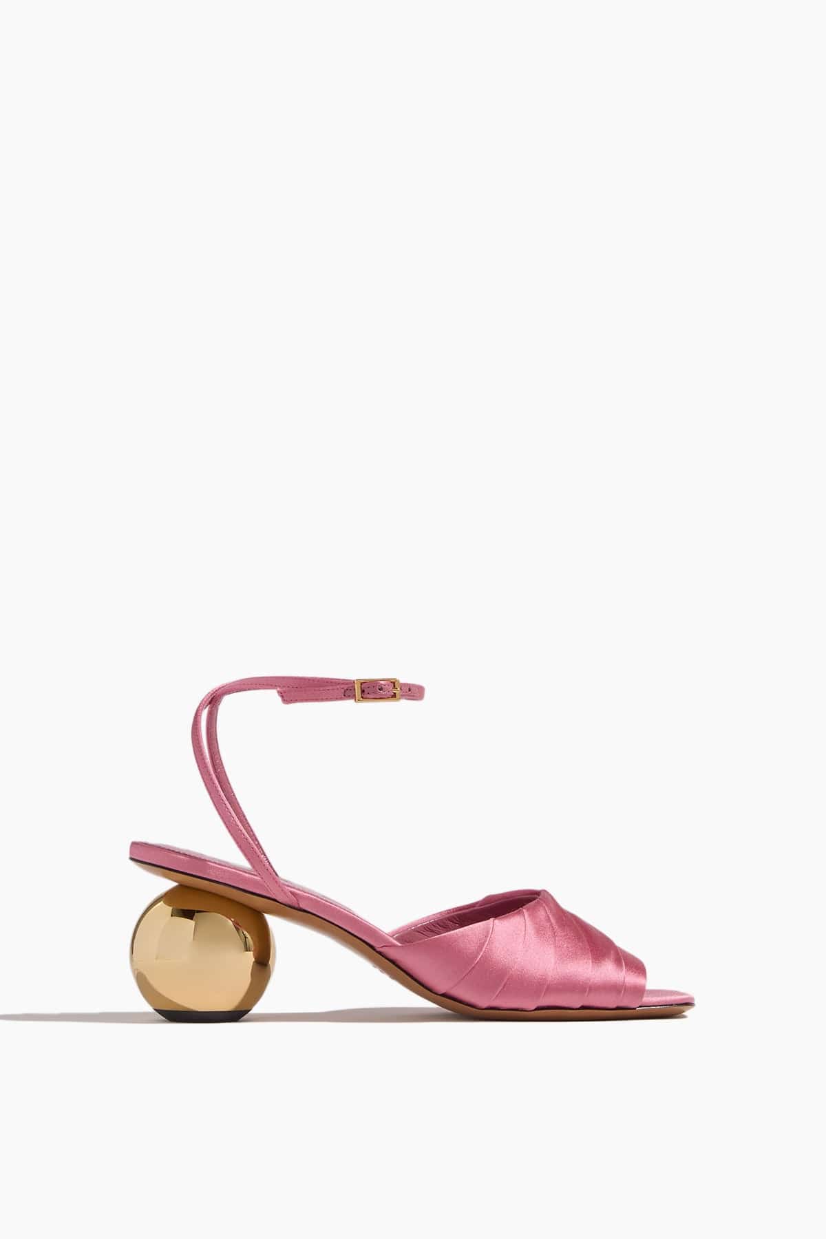 Folded Satin Sandal in Pink