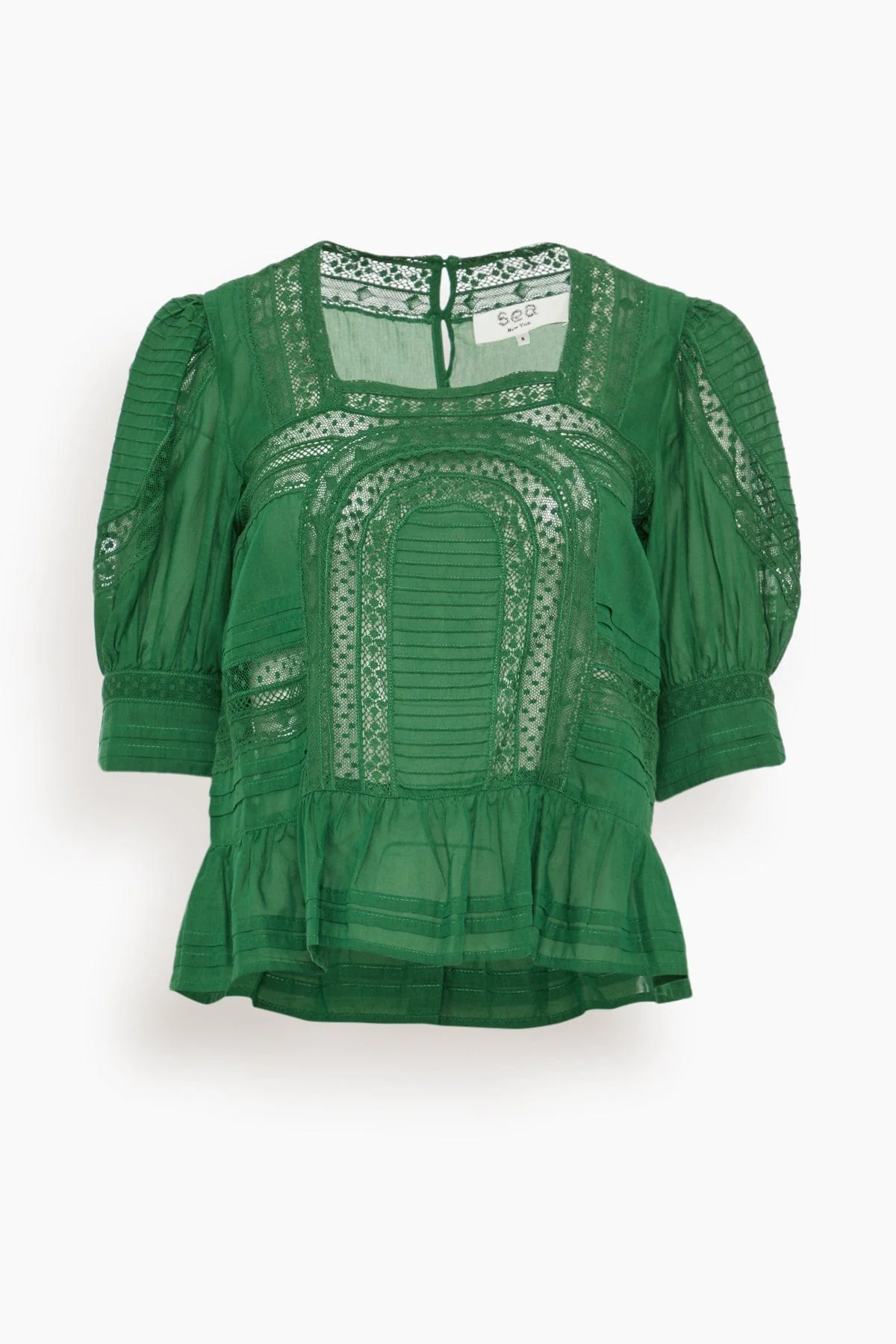Franca Lace Short Sleeve Top in Green