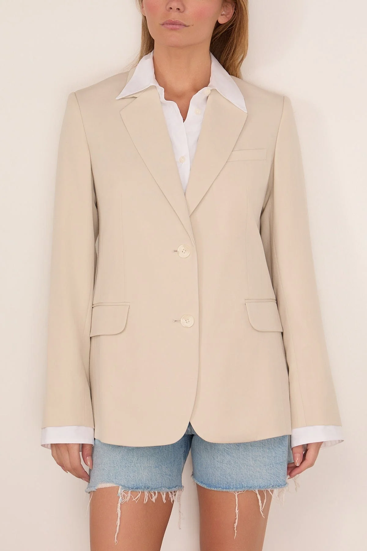 Frank Poplin Blazer in Ivory - Image 3