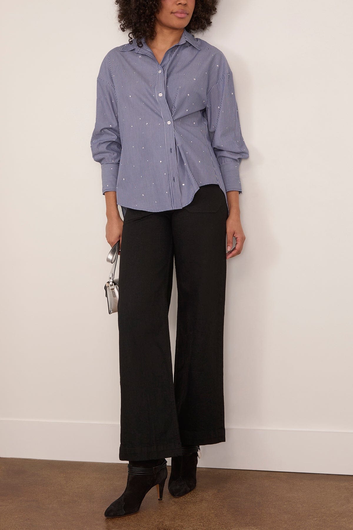 Frankie Crystal Stripe Shirt in Navy/White - Image 2