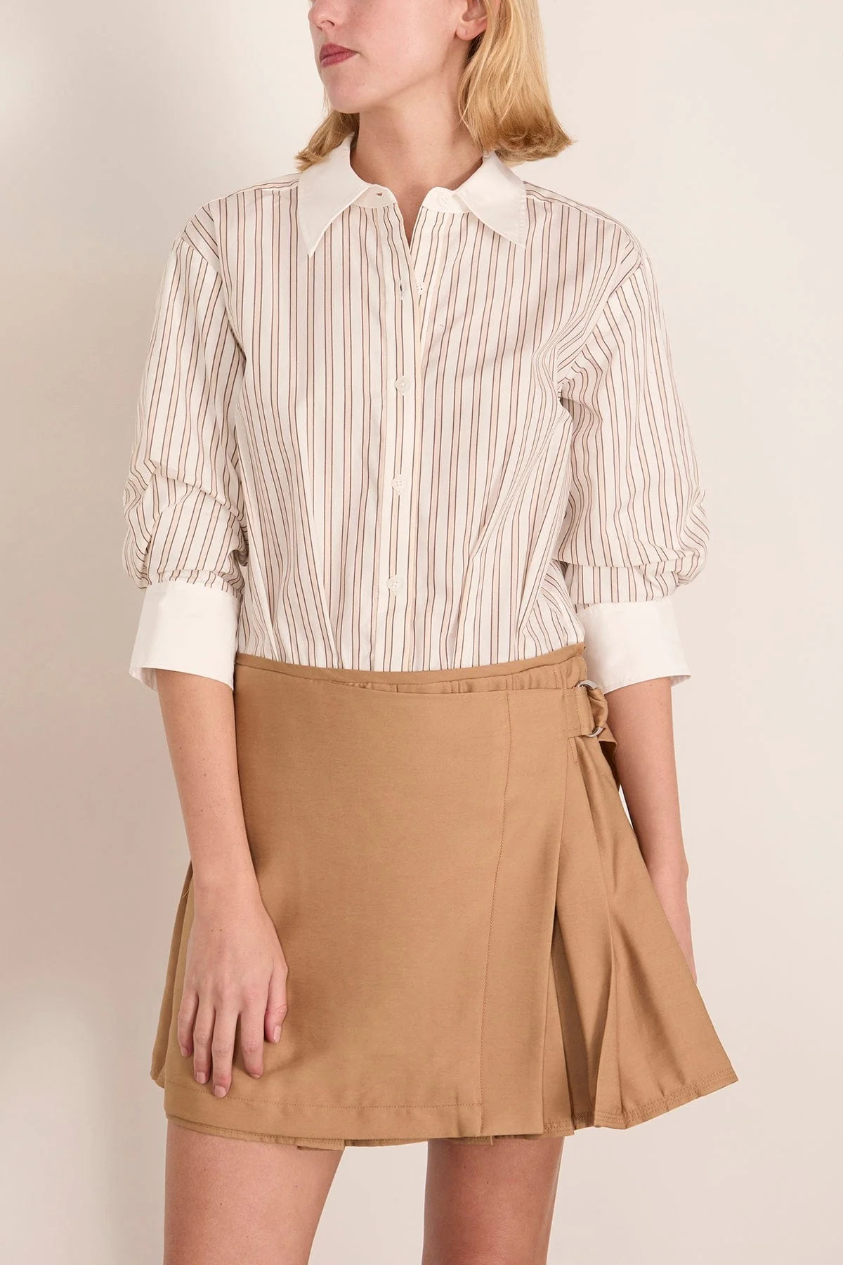 Frankie Mini Combo Shirt Dress in Sand Stripe Multi - Image 3