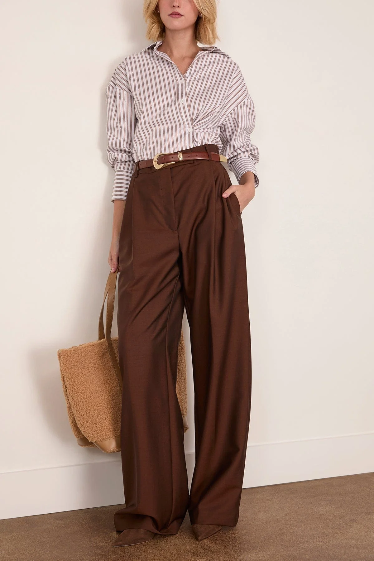 Frankie Rhinestud Shirt in Walnut/White - Image 2
